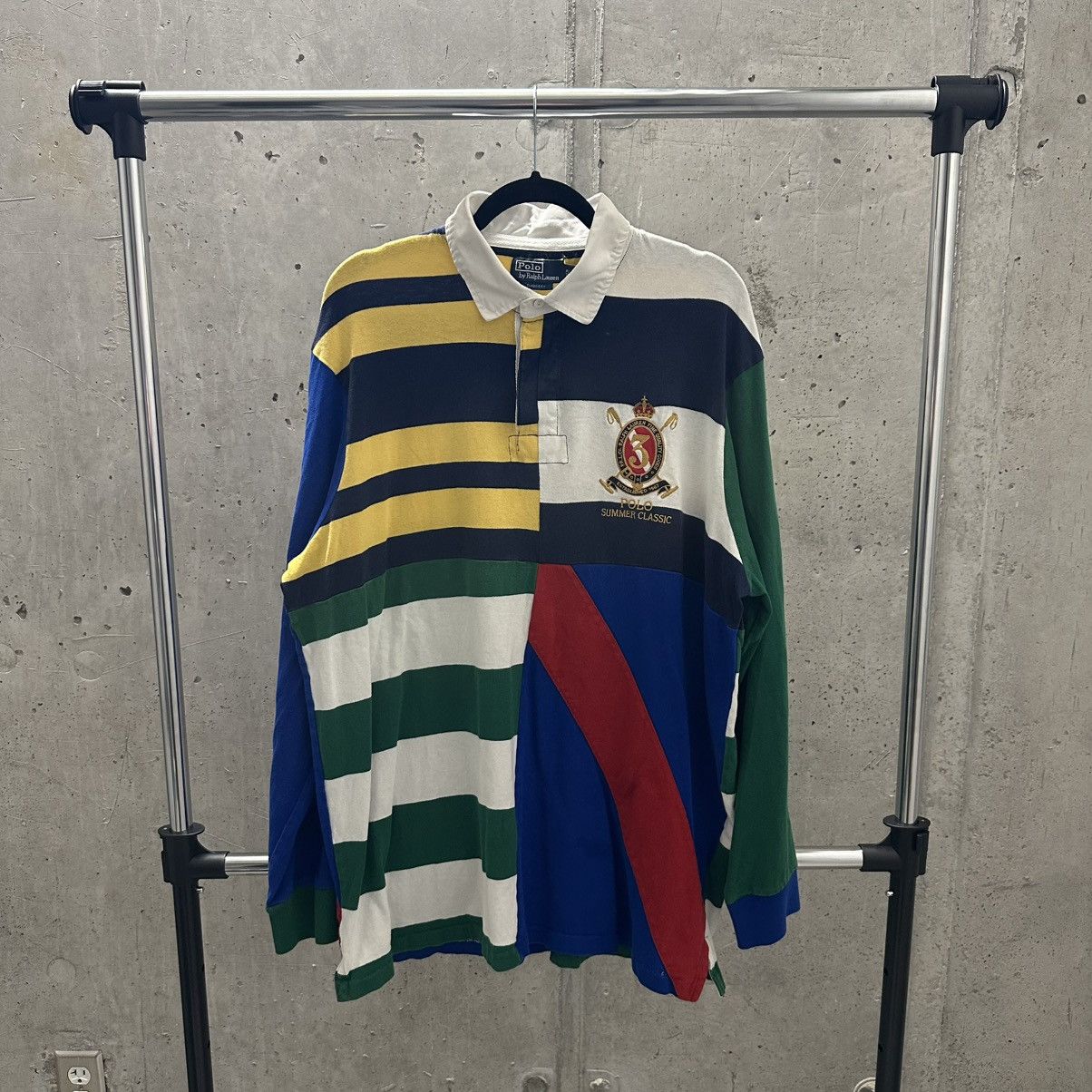 Polo Ralph Lauren Vintage Ralph Lauren Patchwork Striped Polo Summer Classic Size US XL / EU 56 / 4 - 1 Thumbnail