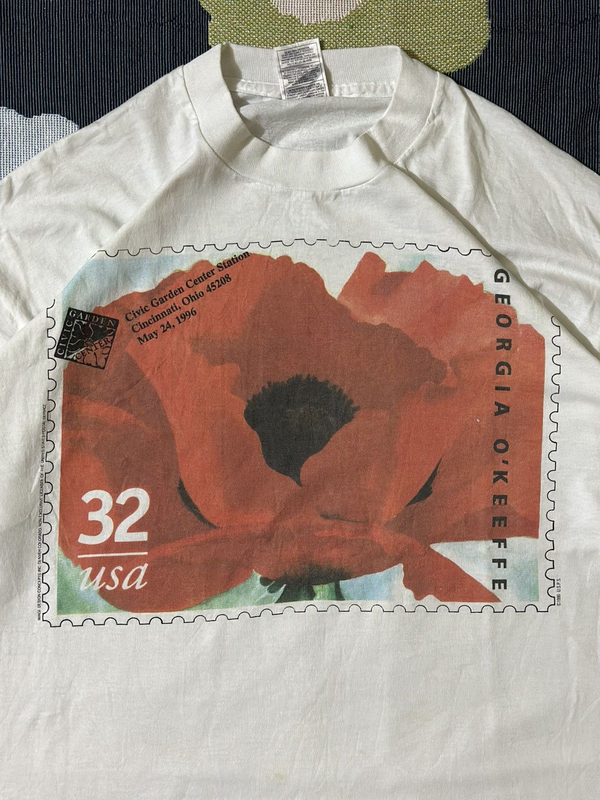Fruit Of The Loom “ RED POPPY ” Georgia O’Keeffe(USPS Stamps Collection, 1996) Size US XL / EU 56 / 4 - 1 Thumbnail