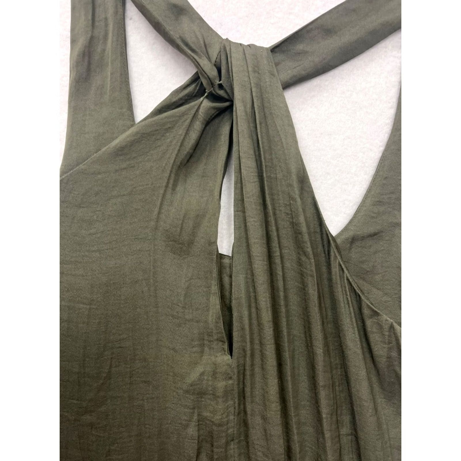Olive VINTAGE Trouvé Tank Dress Women S Olive Green Sleeveless Knotted Back Knee Length Size S / US 4 / IT 40 - 7 Thumbnail