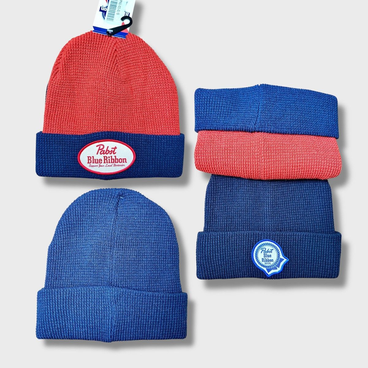 Mad Engine 2 pack Mad Engine Double Ribbon Red Blue Beanies Sz OS Size ONE SIZE - 5 Thumbnail