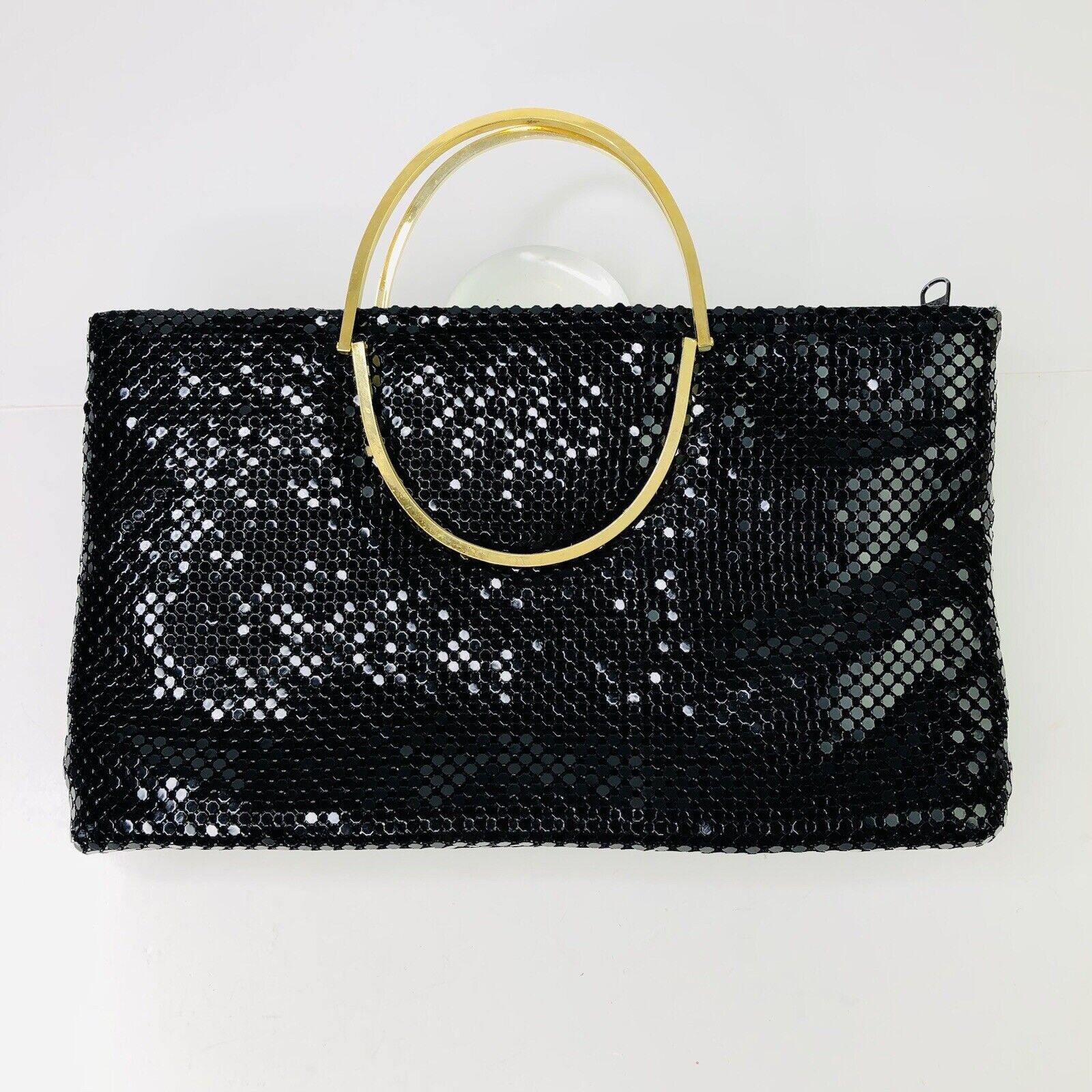 Other Black Blink Glam Mesh Clutch Handbag Foldable Gold Handle Size ONE SIZE - 1 Thumbnail