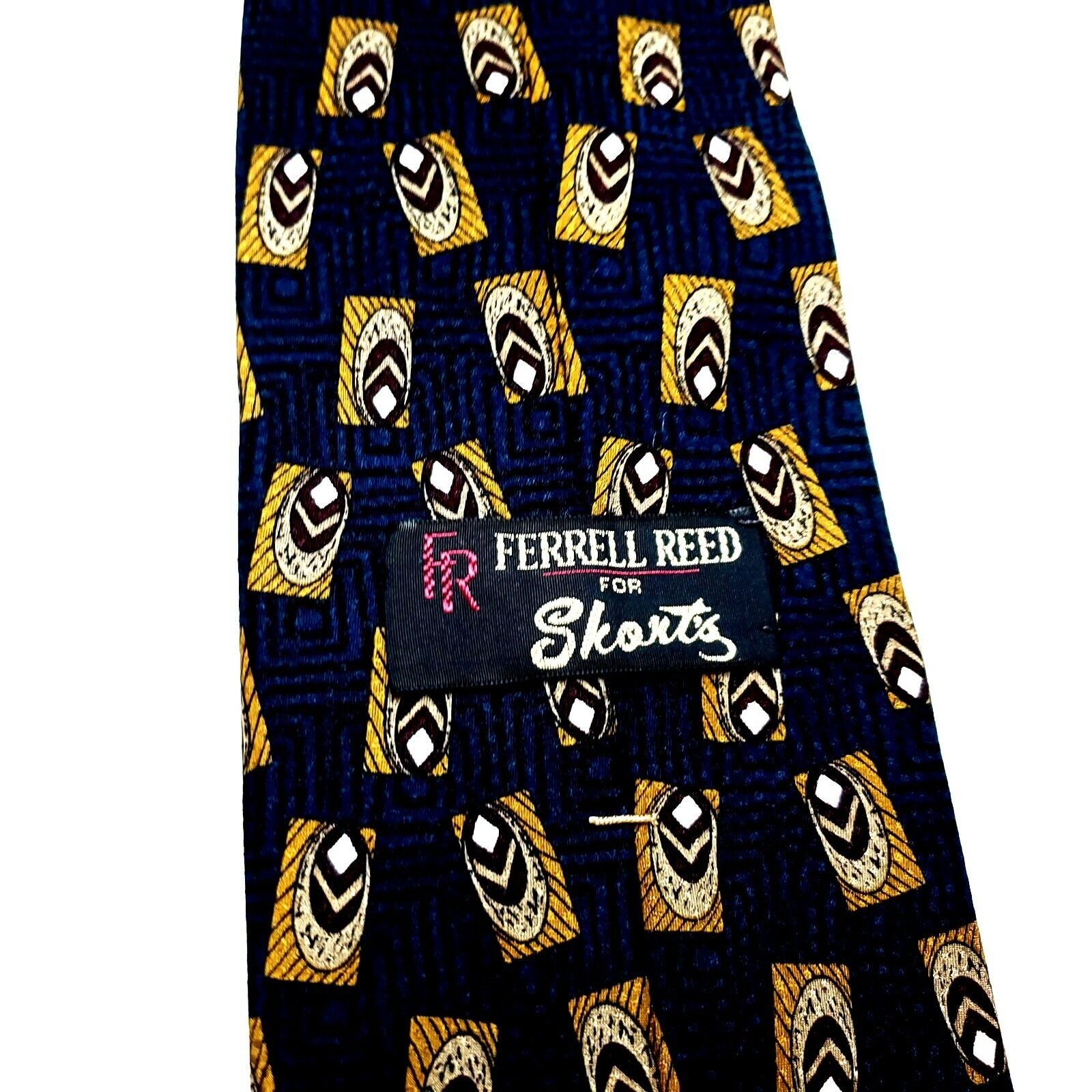 Vintage Ferrell Reed Silk Tie Print Blue Geometric Size ONE SIZE - 3 Thumbnail