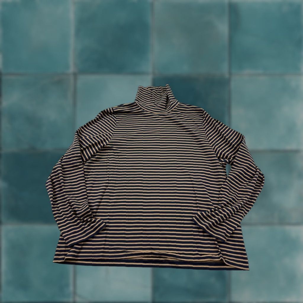 J.Crew J.Crew Shirt Womens 3X Blue Stripe 100% Cotton Turtleneck Long Sleeve Top Size XXL / US 16-18 / IT 52-54 - 1 Thumbnail