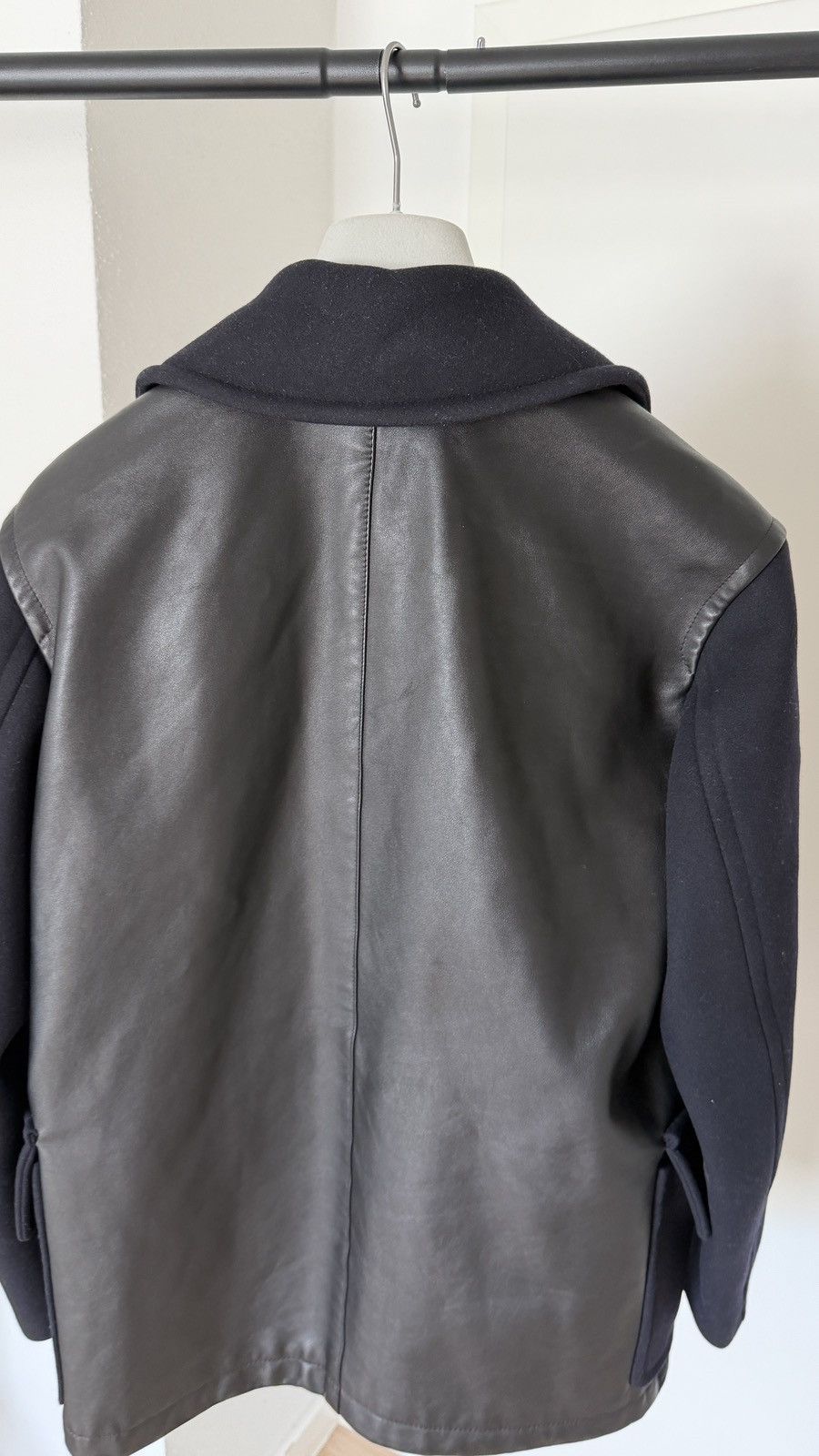 Hermes $8,900 FW23 Navy Black Leather and Wool Runway Coat Size US M / EU 48-50 / 2 - 15 Thumbnail