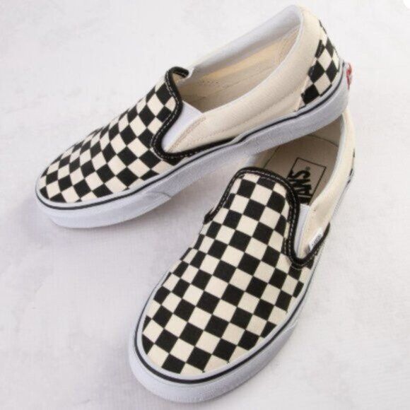 Vans Vans Black/Ecru Classic Checkerboard Slip-on Sneakers Size US 6 / IT 36 - 1 Thumbnail