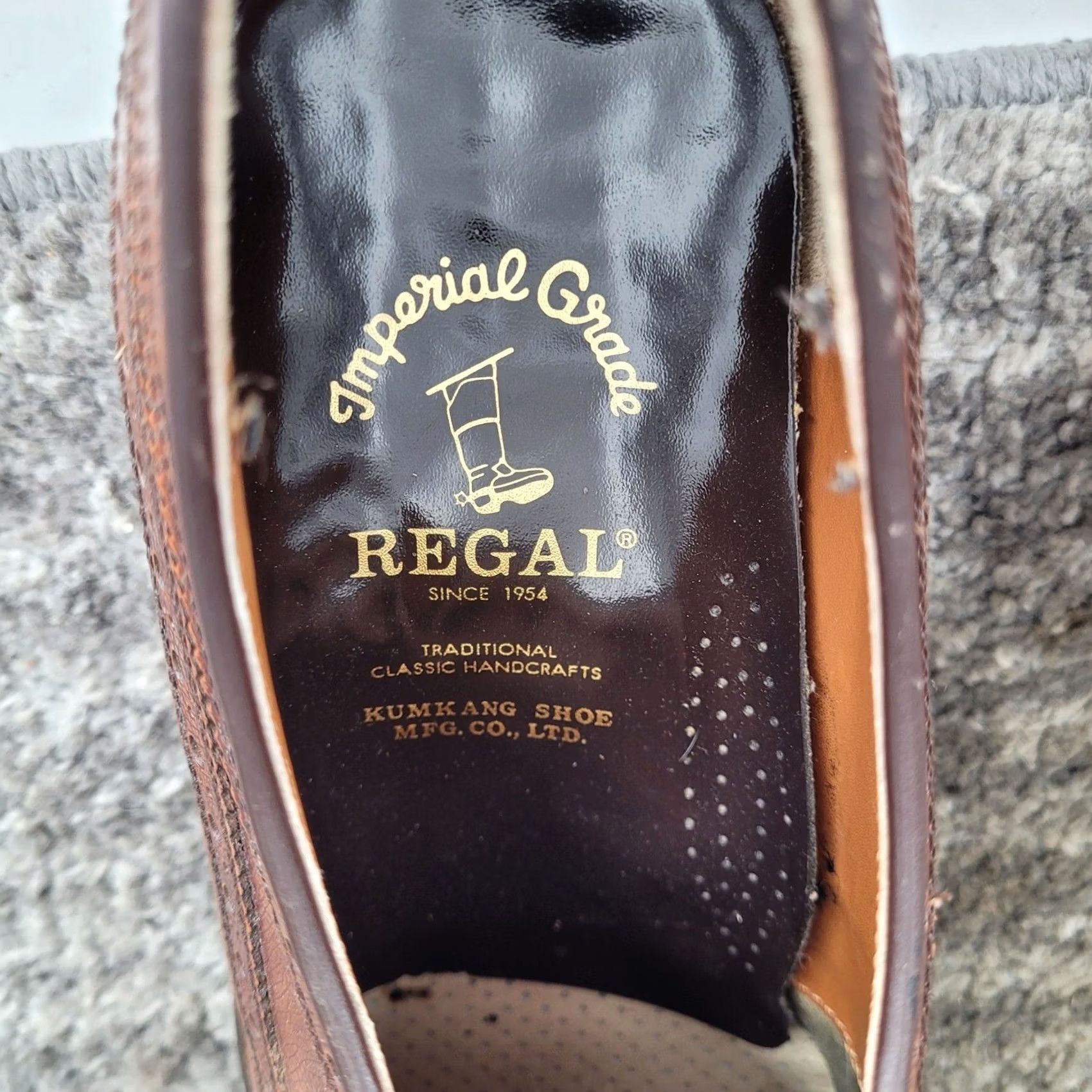 Imperial Regal Imperial Grade Brown Leather Oxford Dress Shoe Wing Tip Brogue USA Mens 7.5 Size US 8 / EU 41 - 2 Thumbnail