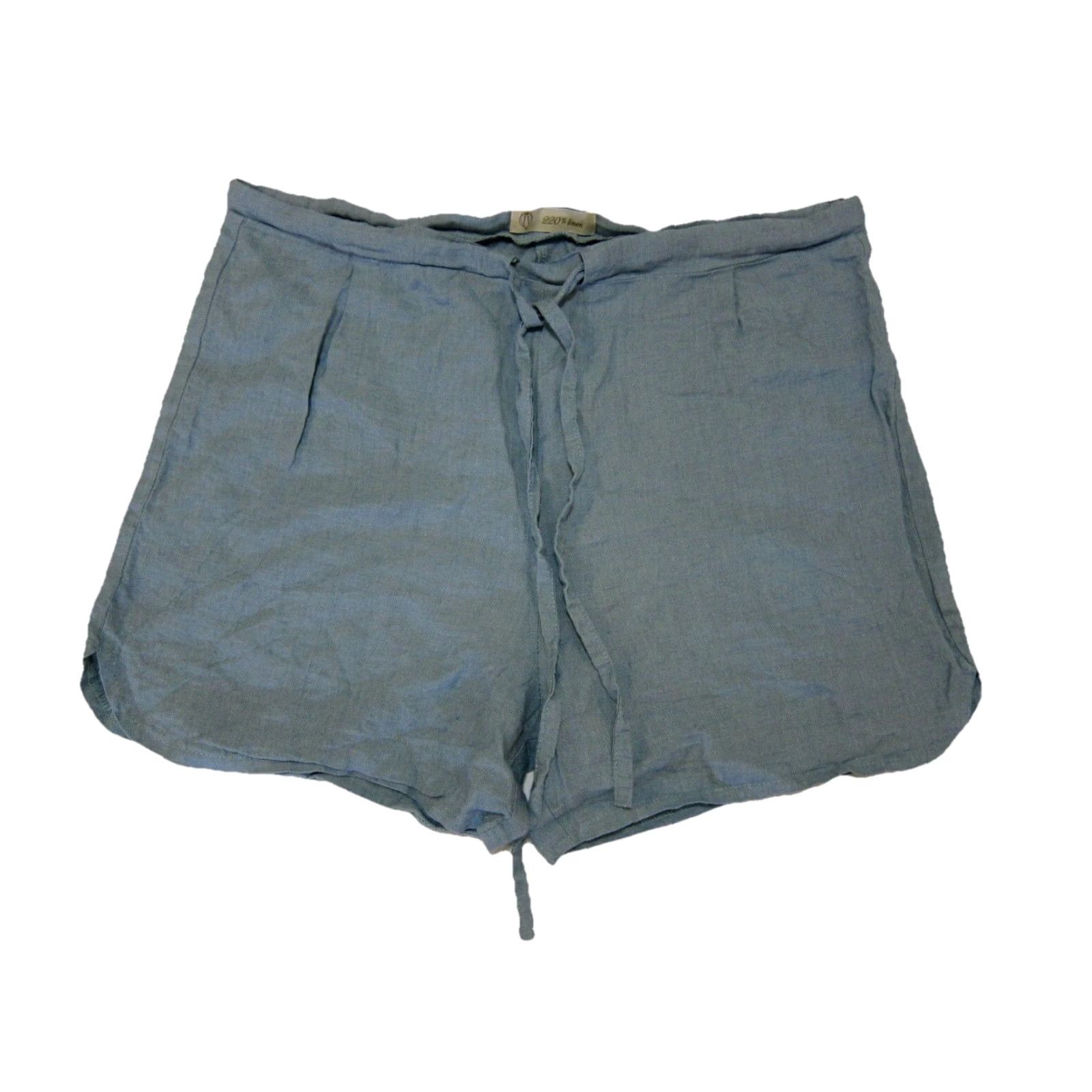 Vintage 220% Linen Blue Green Tie High Rise Waist Casual Flowy Shorts Women Size Medium Size 24" / US 00 / IT 34 - 5 Thumbnail