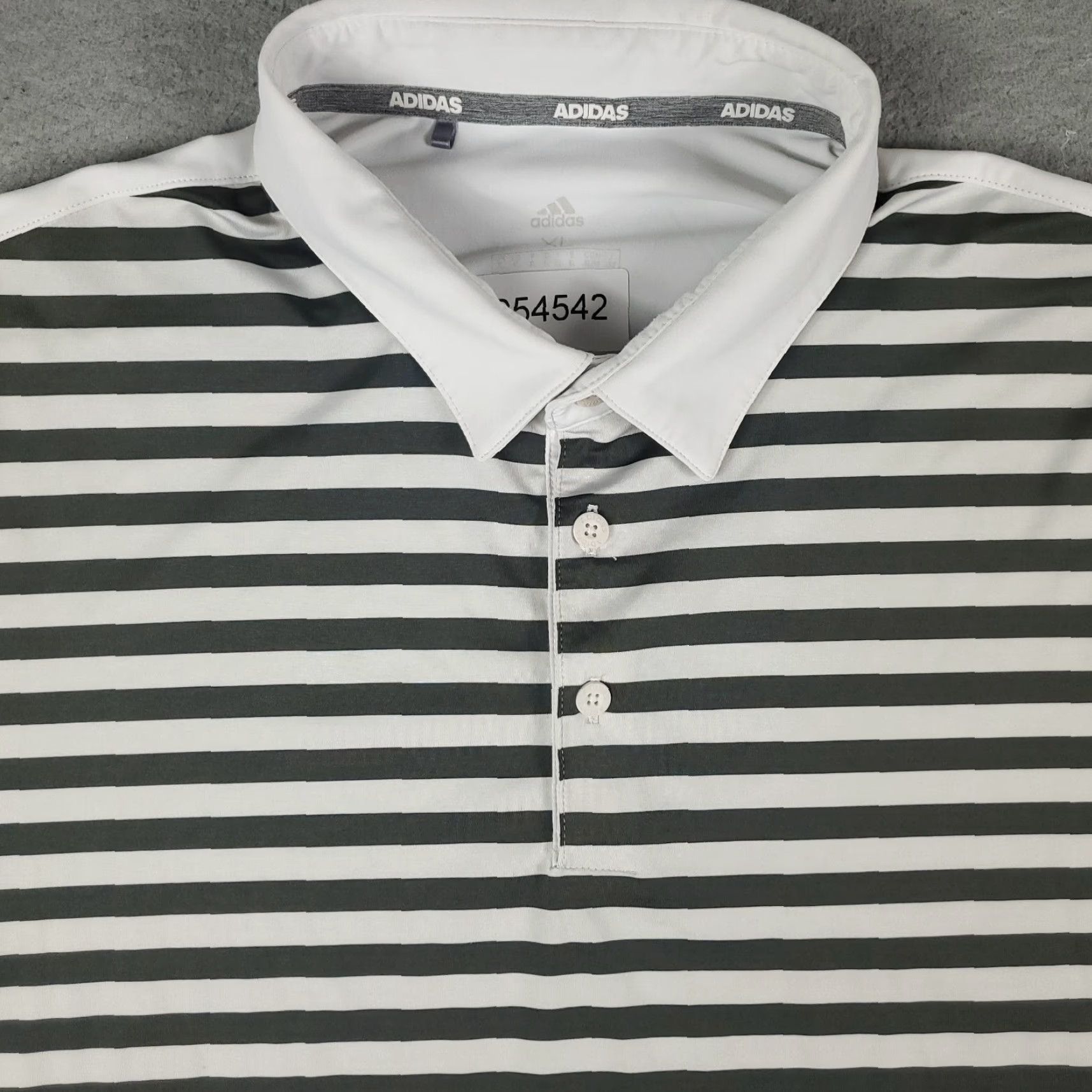Adidas Adidas Polo Shirt Mens XL White Striped Golf Casual Short Sleeve Shirt Men XL White Striped Polo Size US XL / EU 56 / 4 - 2 Thumbnail