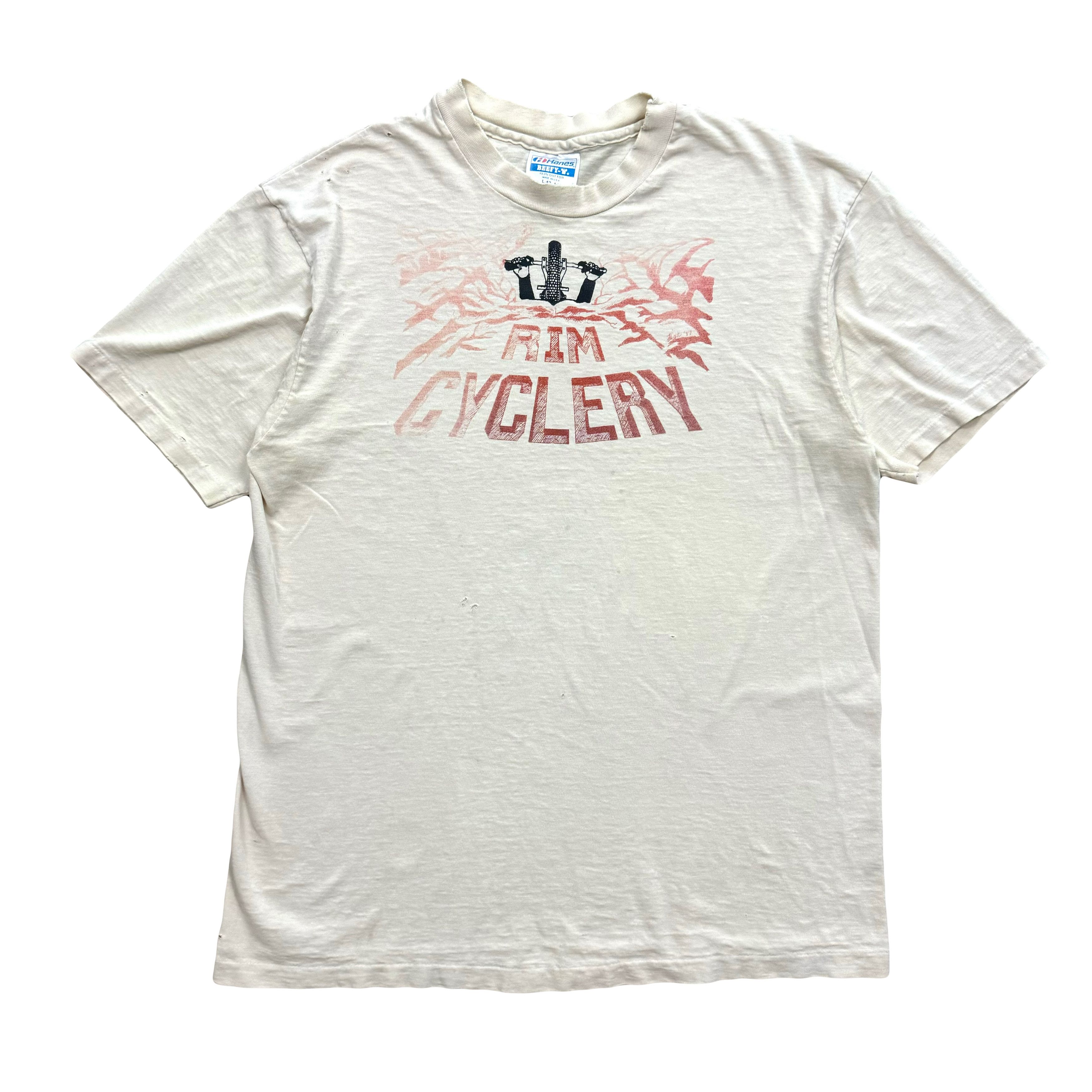 Vintage VTG 80s 90s Distressed Rim Cyclery Graphic T Shirt Biker Size US L / EU 52-54 / 3 - 1 Thumbnail
