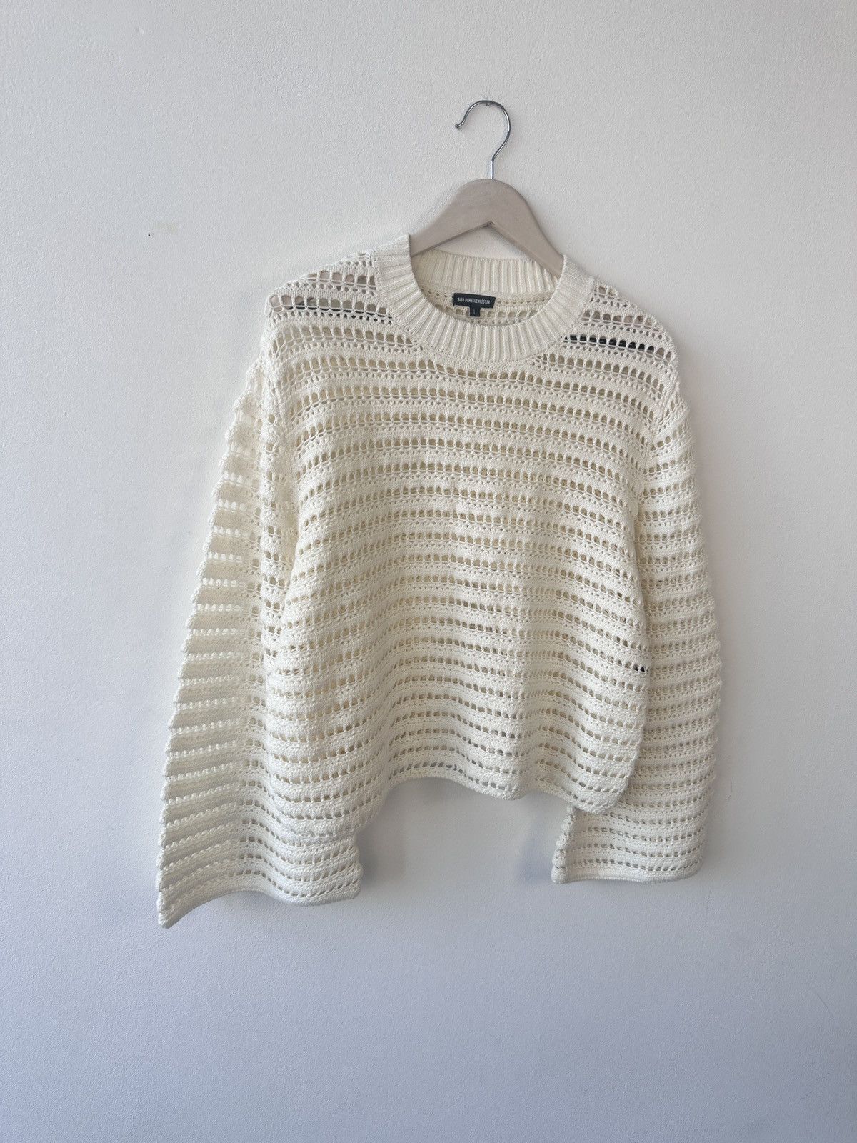 Ann Demeulemeester Ann Demeulemeester Ivory Crochet Knit Sweater L Mesh Archive Size L / US 10 / IT 46 - 3 Thumbnail