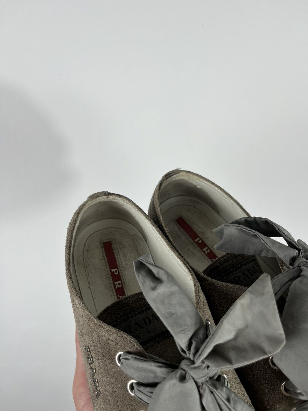 Prada Prada Suede Sneakers Bow Laces Cap Toe Women’s Size 36 Size US 6 / IT 36 - 11 Thumbnail