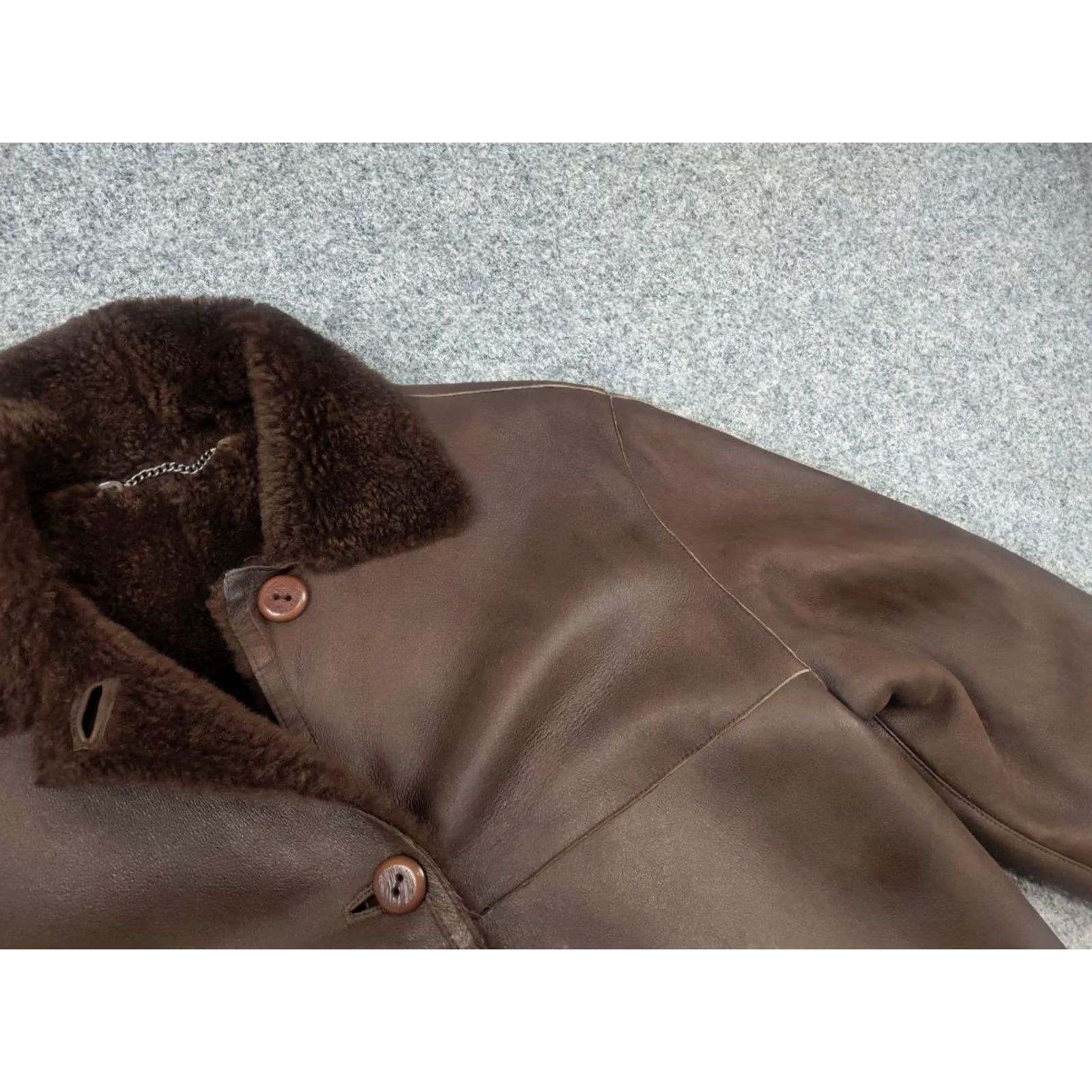 Gallotti VINTAGE Gallotti Bacis Italy Design Brown Leather Shearling Fur-Lined Coat Jacket Mens Leather Jacket Wool Lined Winter 80s 90s Size US M / EU 48-50 / 2 - 4 Thumbnail