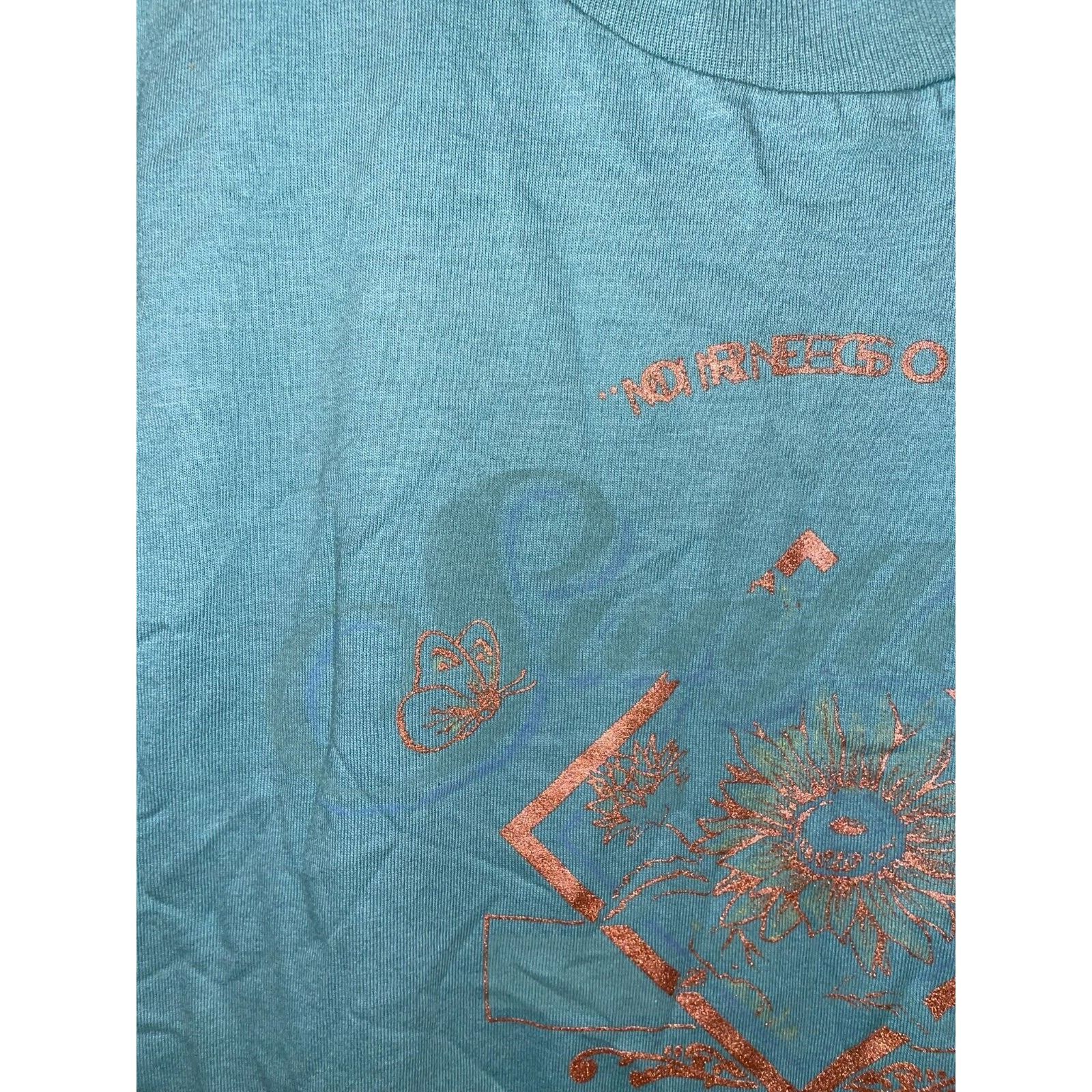 Jerzees Vintage Sunflower Shirt Flower Green Gold Tee VTG 90s Large Size US L / EU 52-54 / 3 - 2 Thumbnail