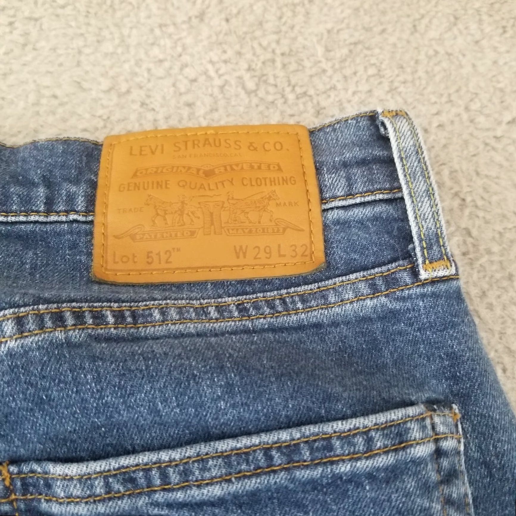 Levi's Levi's 512 Jeans Mens 29x30 Blue Straight Leg Cotton Premium Denim Stretch Regular 5-Pocket Design Belt Loops Zipper Button Size US 29 - 7 Thumbnail