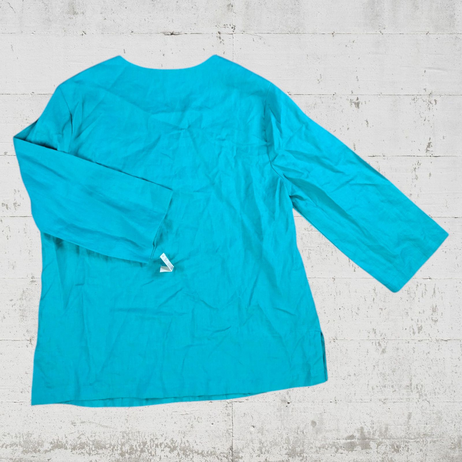 Other Talbots Teal Embroidered Linen Blouse Size Large Size L / US 10 / IT 46 - 8 Thumbnail
