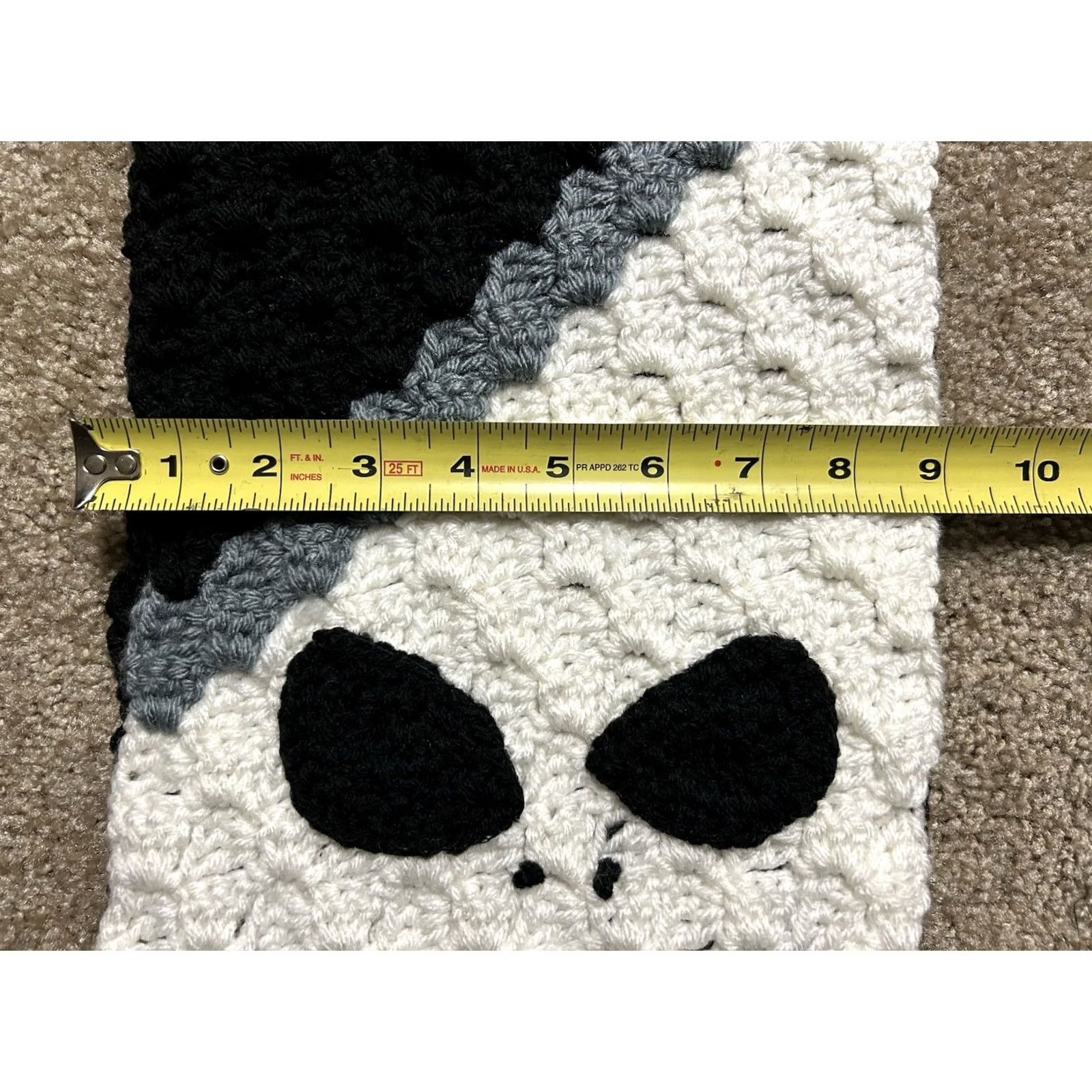 Vintage VINTAGE The Nightmare Before Christmas Scarf Fringe Crocheted Jack Skellington Handmade Size ONE SIZE - 5 Thumbnail