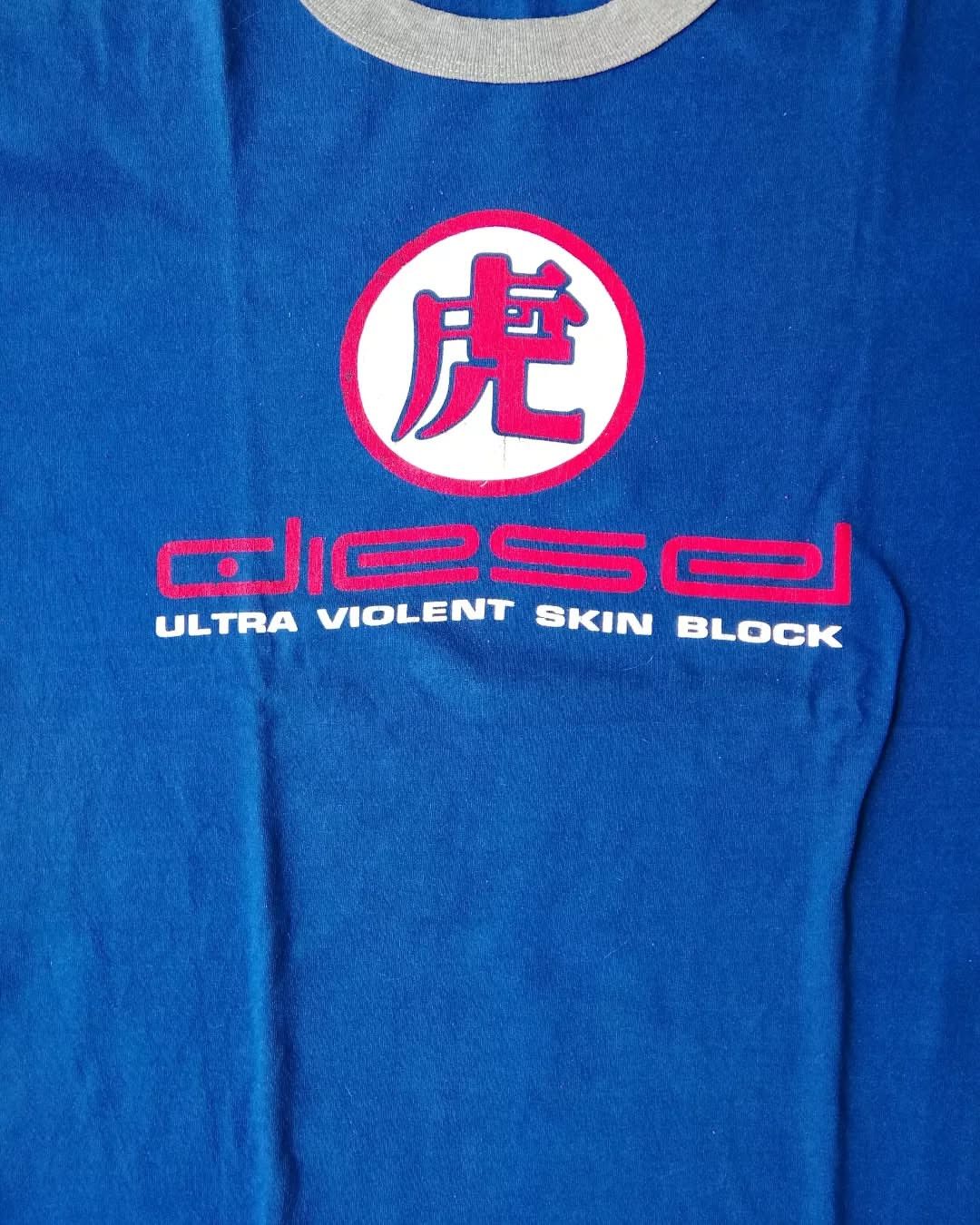 Diesel × Vintage Vintage Diesel Kanji Art Blue Ringer Tees Size US L / EU 52-54 / 3 - 2 Thumbnail