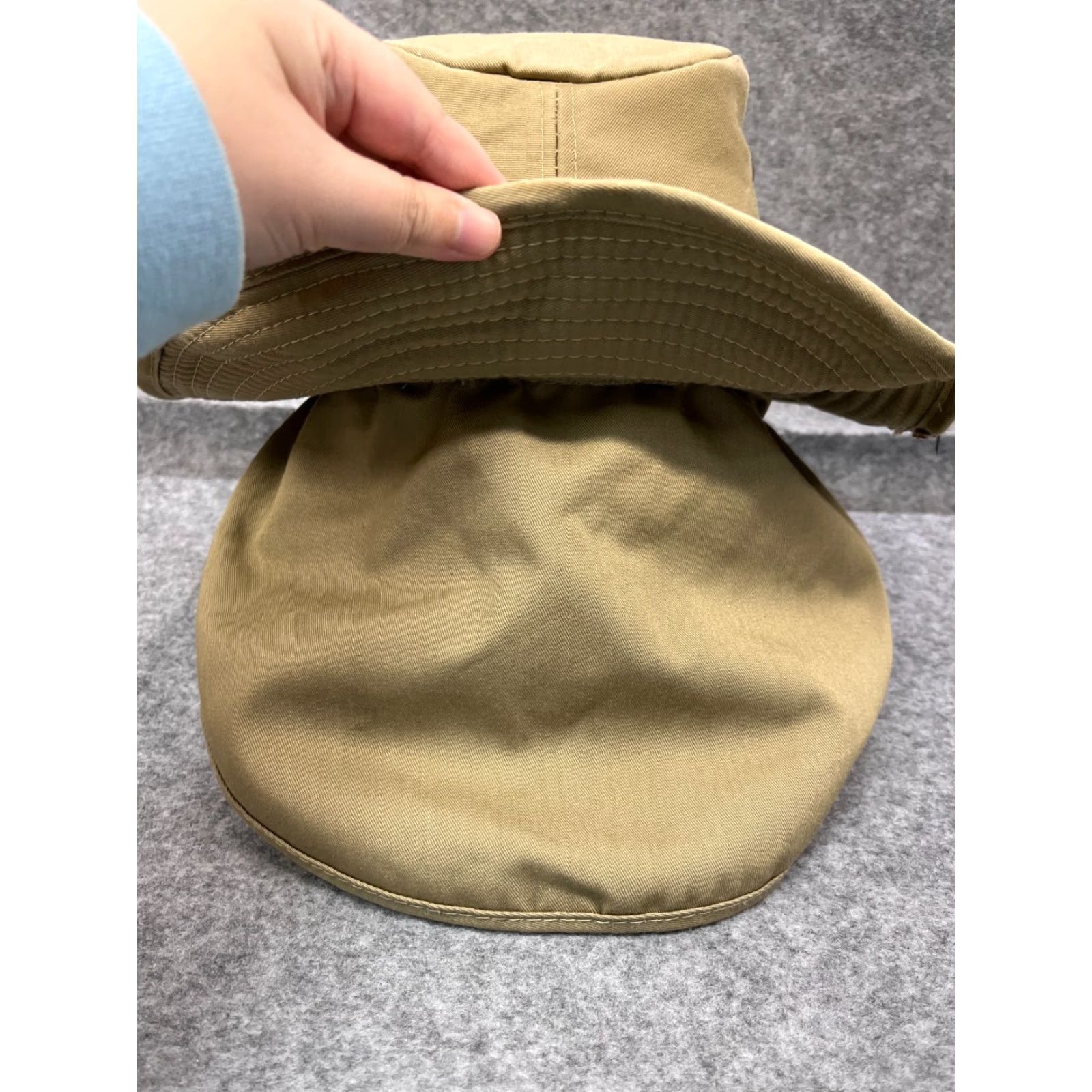 Vintage Sun Bucket Hat Unbranded Adult Small Beige 100% Cotton Neck Flap Beach Camping Outdoor Unisex Size ONE SIZE - 7 Thumbnail