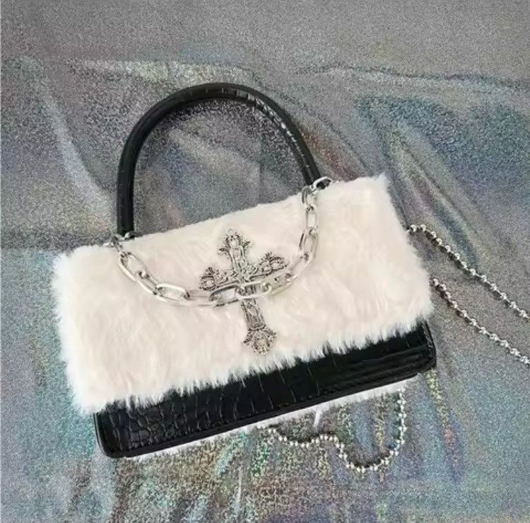 Other Y2K Plush Chain Crossbody Bag – PU Leather Mini Bag Size ONE SIZE - 6 Thumbnail