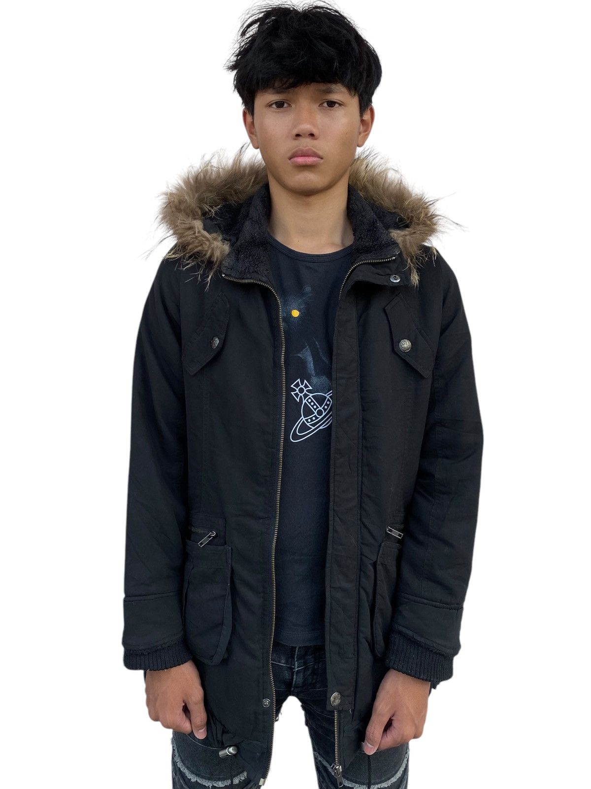 14th Addiction 2000s Blue Magic - Raccoon Fur Hoodie Jacket Size US M / EU 48-50 / 2 - 5 Thumbnail