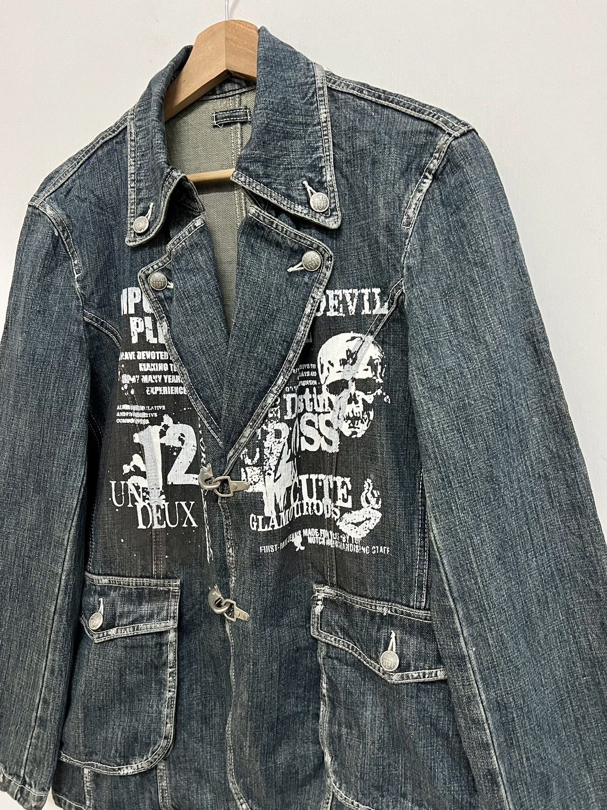 14th Addiction × If Six Was Nine × Japanese Brand Vintage Impulse Pleasure Funny Devil Skull Denim Jacket Size US M / EU 48-50 / 2 - 4 Thumbnail
