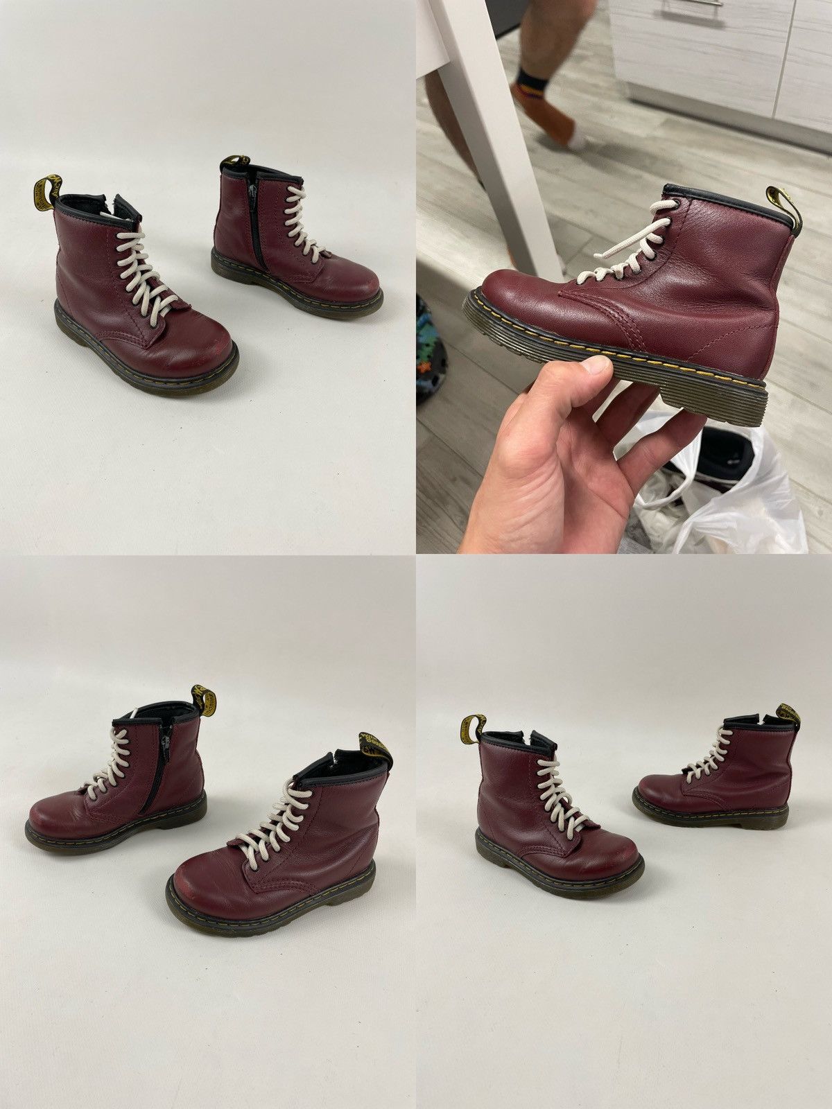 Children of the discordance × Dr. Martens × Red Wing Unisex DR.MARTENS Brooklee 1460 Leather Cherry Zip High-Top Boots Kids UK9 US 10 Size US 4 / IT 34 - 1 Thumbnail