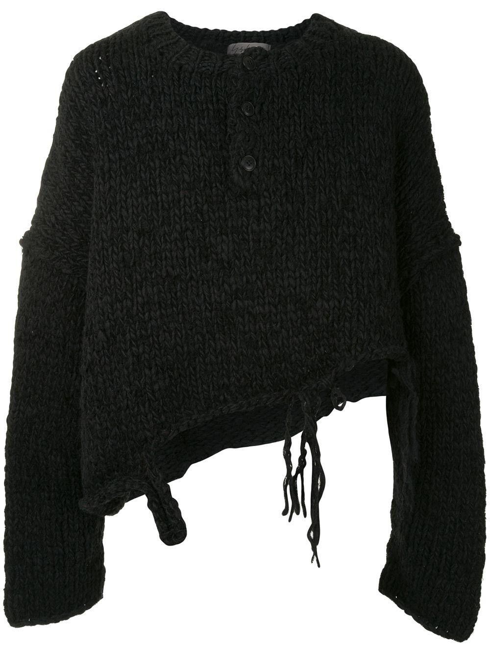 Yohji Yamamoto YYPH 20AW Destroyed Henley Knit Sweater