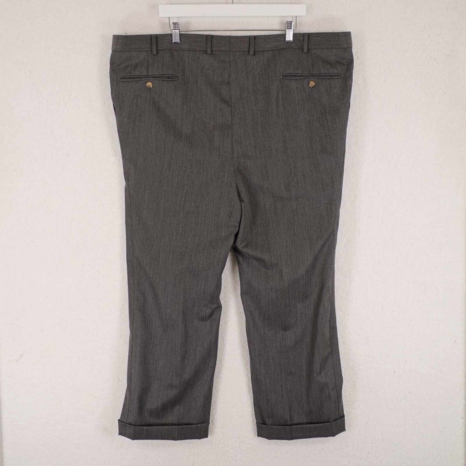 Berle Berle Wool Gray Pleated Cuffed High Rise Dress Pants 47/26 S Size 46S - 4 Thumbnail