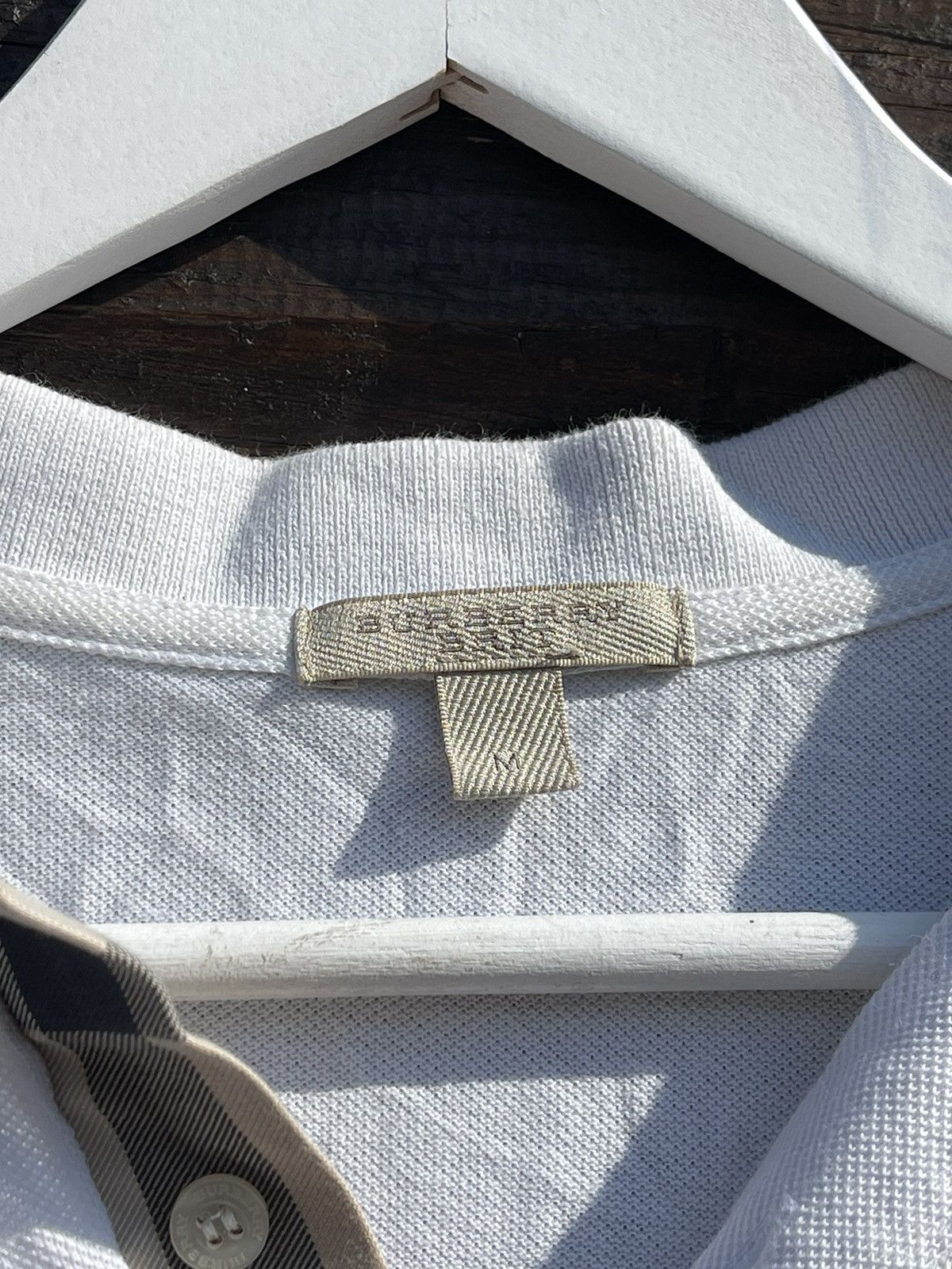 Burberry Brit white polo t-shirt logo nova check neck
