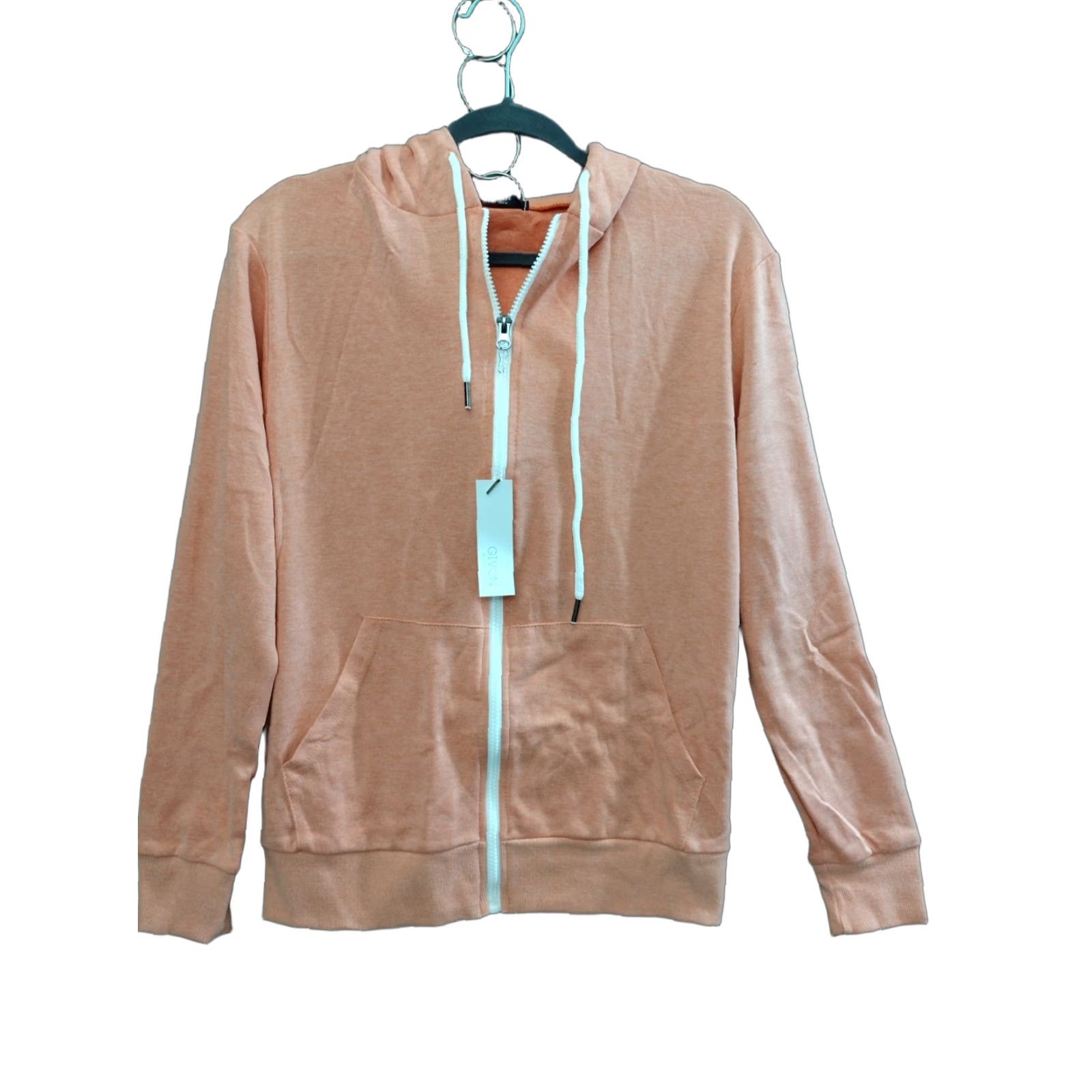 Vintage GIVON Basic Lightweight Zip-Up Hoodie Women S Peach Solid Hooded Cotton Blend Long Sleeve Jacket Summer Spring Fall Winter S Size S / US 4 / IT 40 - 1 Thumbnail