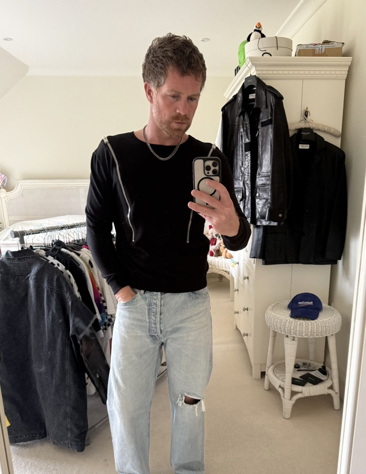 Saint Laurent Paris FW13 Saint Laurent zip crew neck sweater Hedi Slimane grail Size US L / EU 52-54 / 3 - 2 Thumbnail