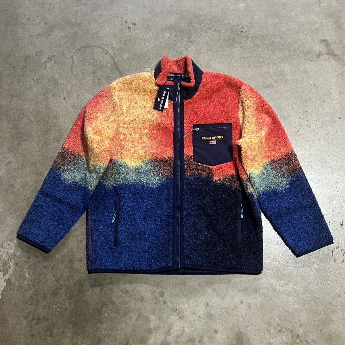 Pre-owned Polo Ralph Lauren Polo Sport Ralph Laurent Ombré Tie Dye Zip Fleece In Multicolor