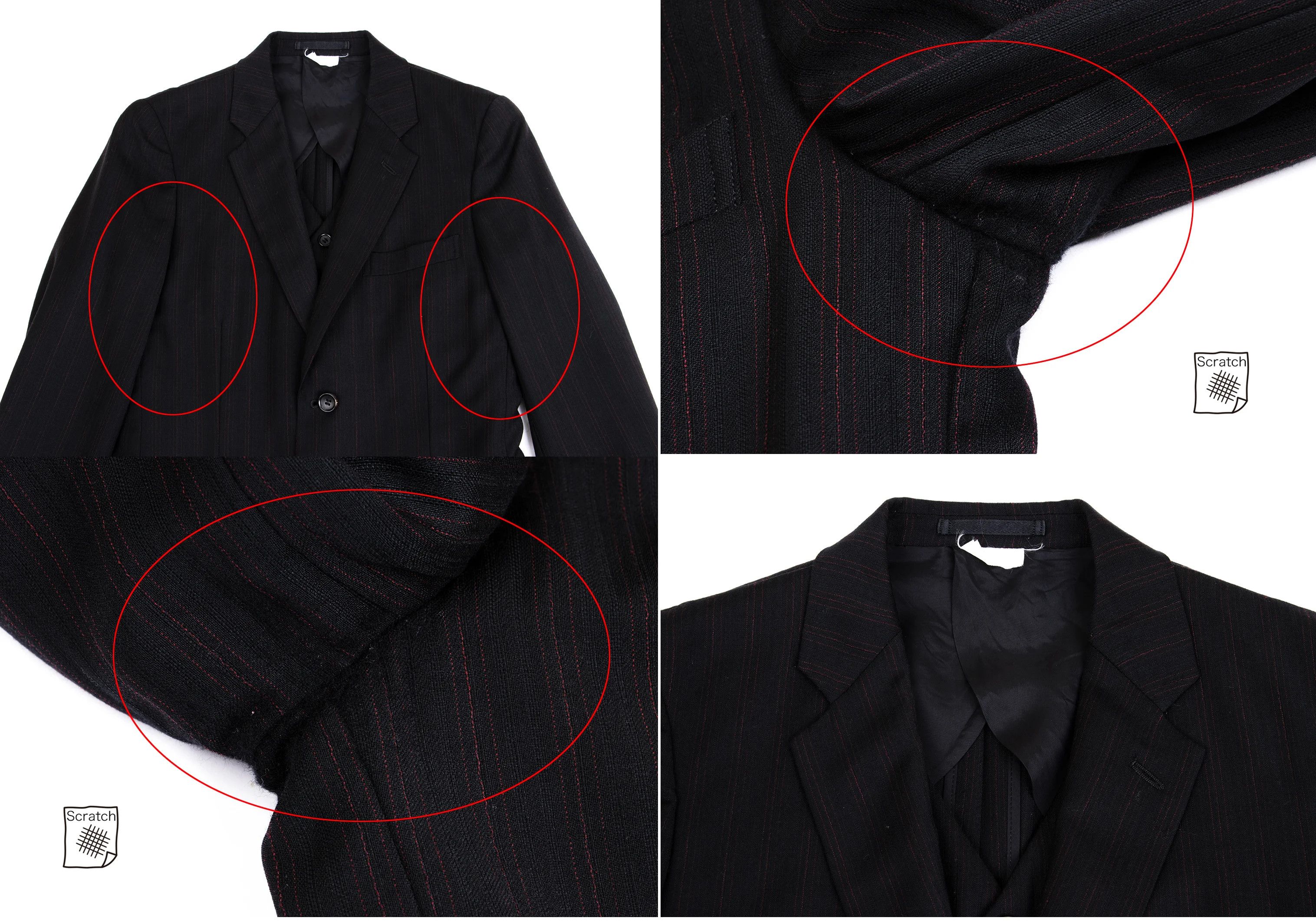 Comme des Garcons Homme Plus Layered Stripe Jacket in Black and Red, Size XS Size US XS / EU 42 / 0 - 3 Thumbnail