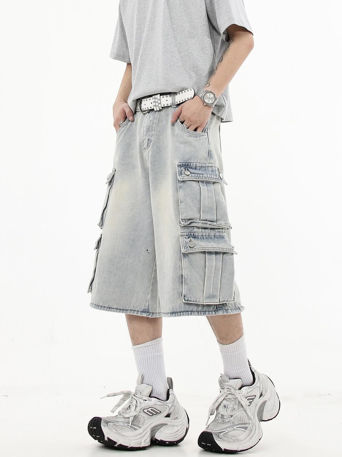 Japanese Brand Multi Pocket Cargo Jorts, Baggy Denim Shorts Size US 30 / EU 46 - 2 Thumbnail