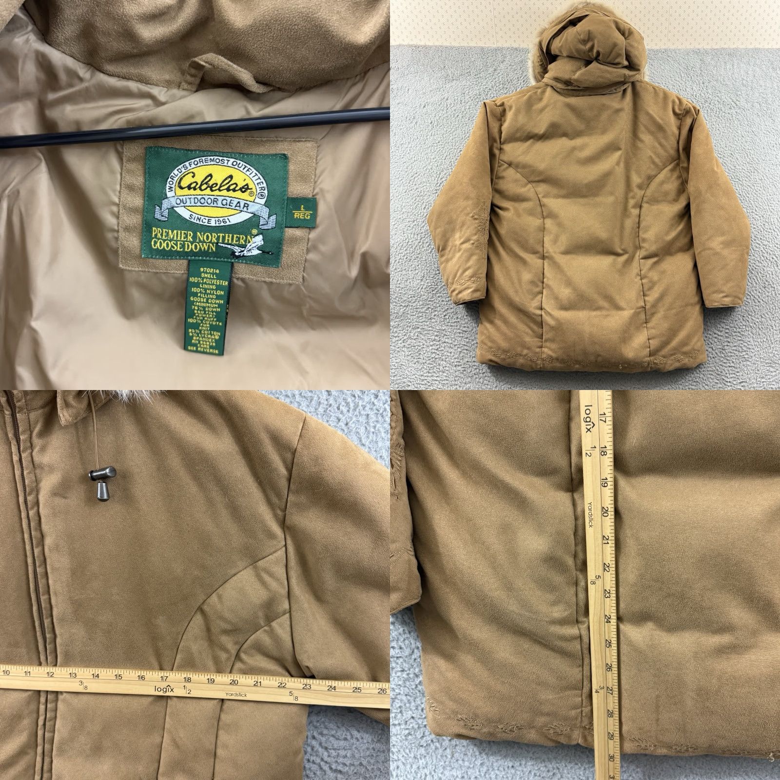 Vintage VINTAGE Cabela’s Jacket Womens Large Goose Down Tan Parka Fur Hooded Suede Zip Outdoor Size L / US 10 / IT 46 - 8 Thumbnail