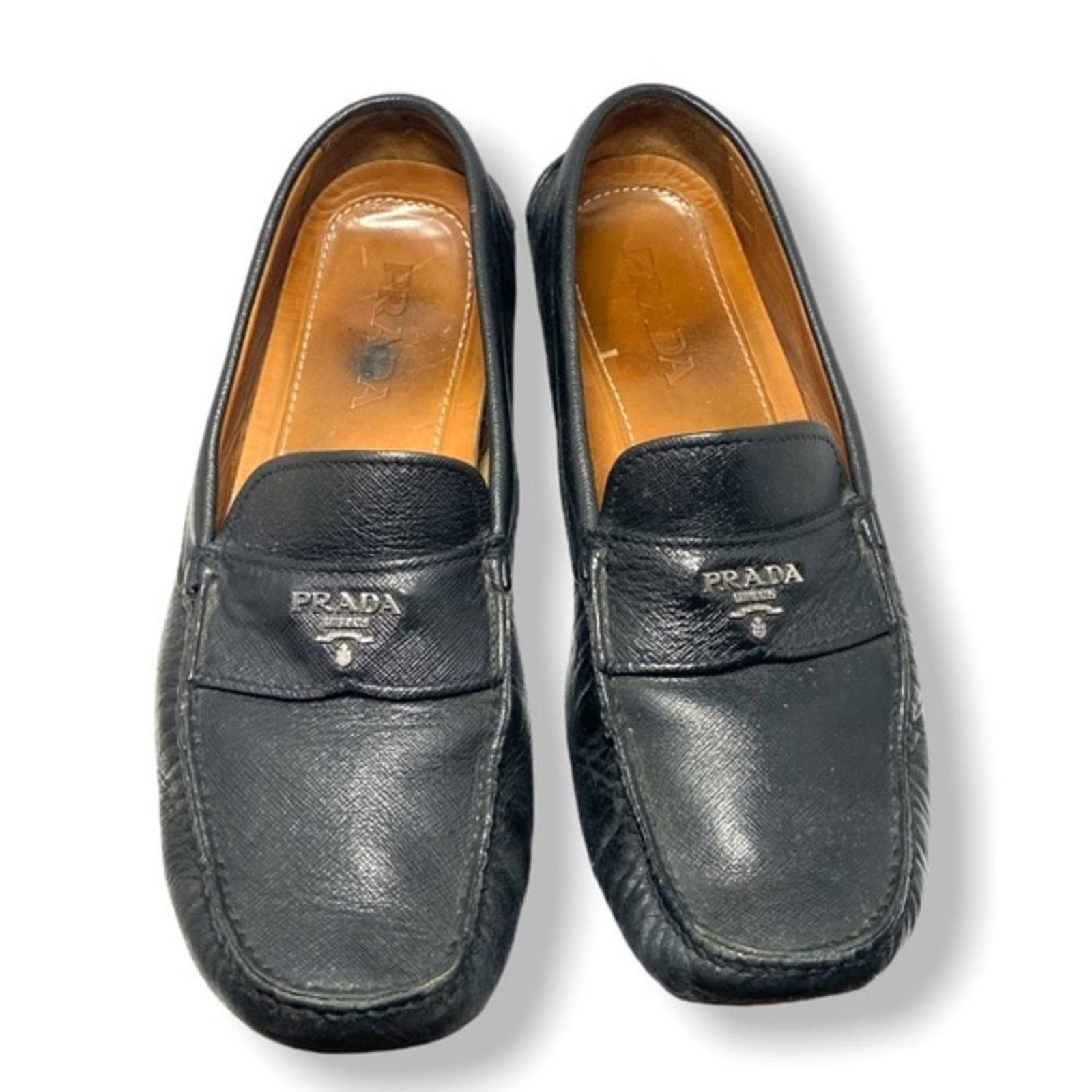 Prada PRADA Vintage Men’s Black Leather Logo Loafers Sz 8.5 Size US 8.5 / EU 41-42 - 2 Thumbnail