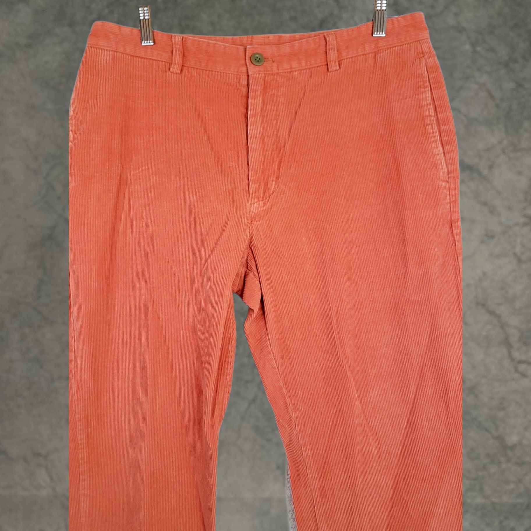 Vineyard Vines Vineyard Vines Pants Mens 35x29 Orange Corduroy Straight Flat Front Chino Zip Casual Modern Regular Mens Size US 35 - 1 Thumbnail