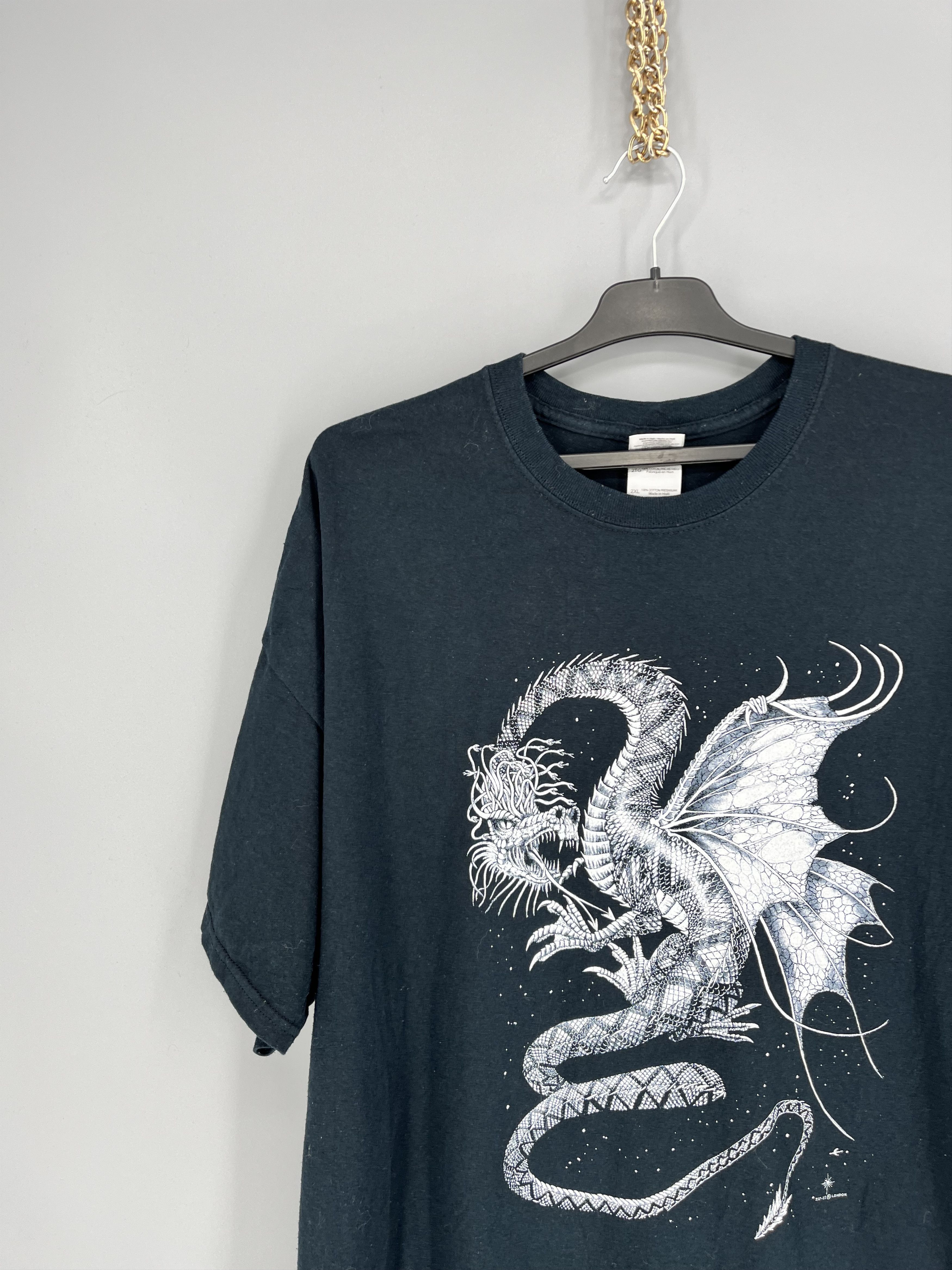Vintage Vintage Y2k Washed AvantGarde Tribal Tee Dragon Streetwear Size US XL / EU 56 / 4 - 4 Thumbnail