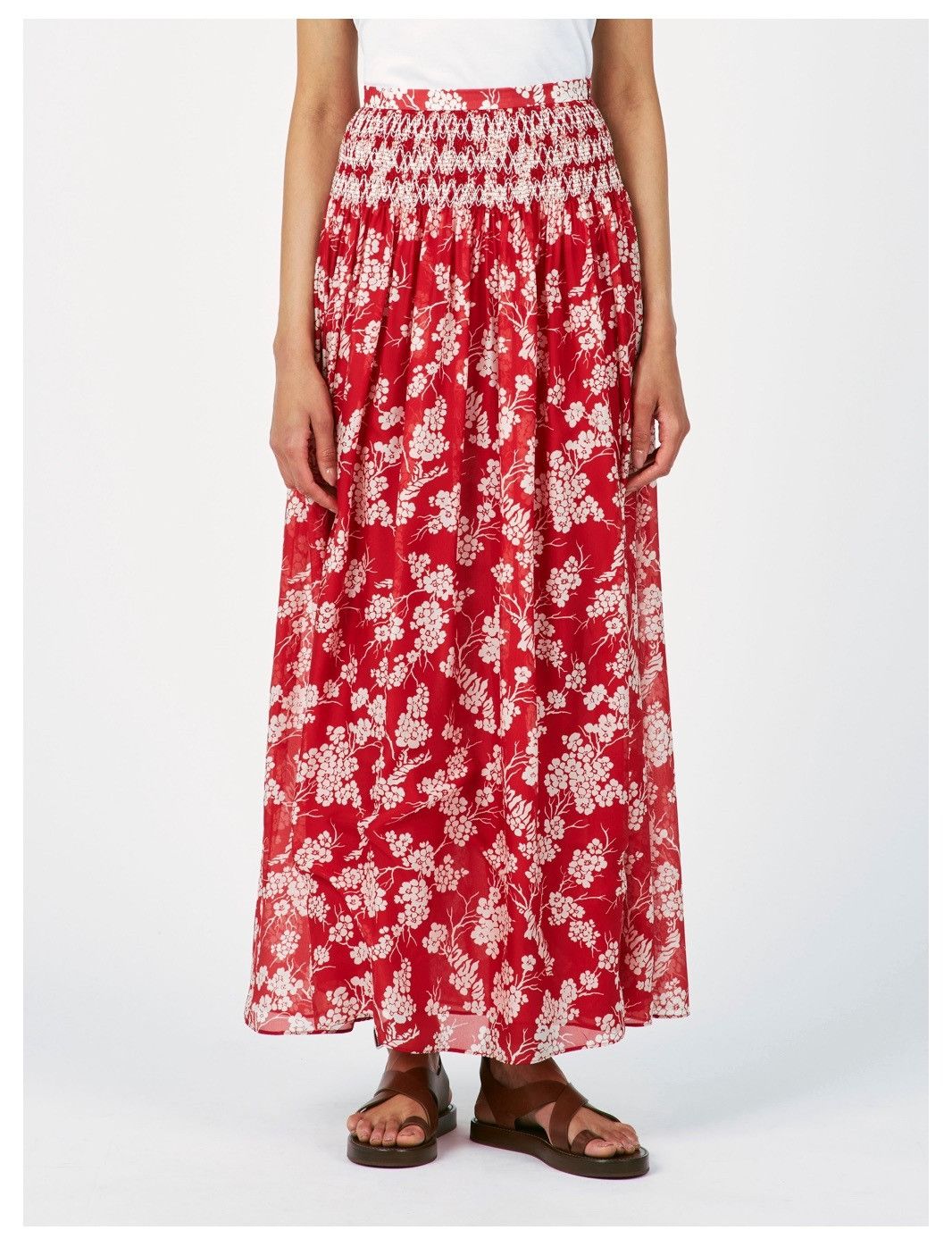 Loro Piana o1srvl11e0825 FAN6844 Loana Long Flared Skirt in Red/White Size 27" / US 4 / IT 40 - 4 Thumbnail