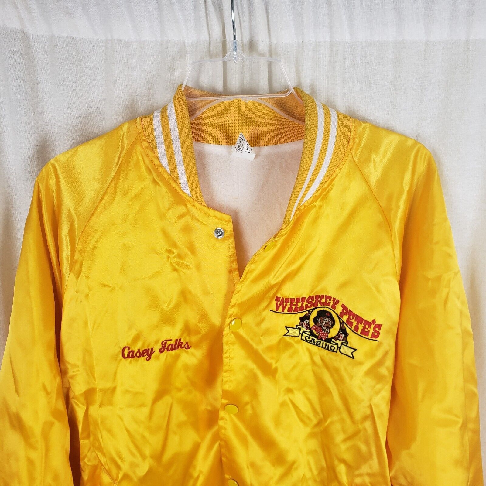 Vintage Vtg Whiskey Pete's Casino Satin Bomber Baseball Jacket 42 44 Size US L / EU 52-54 / 3 - 3 Thumbnail