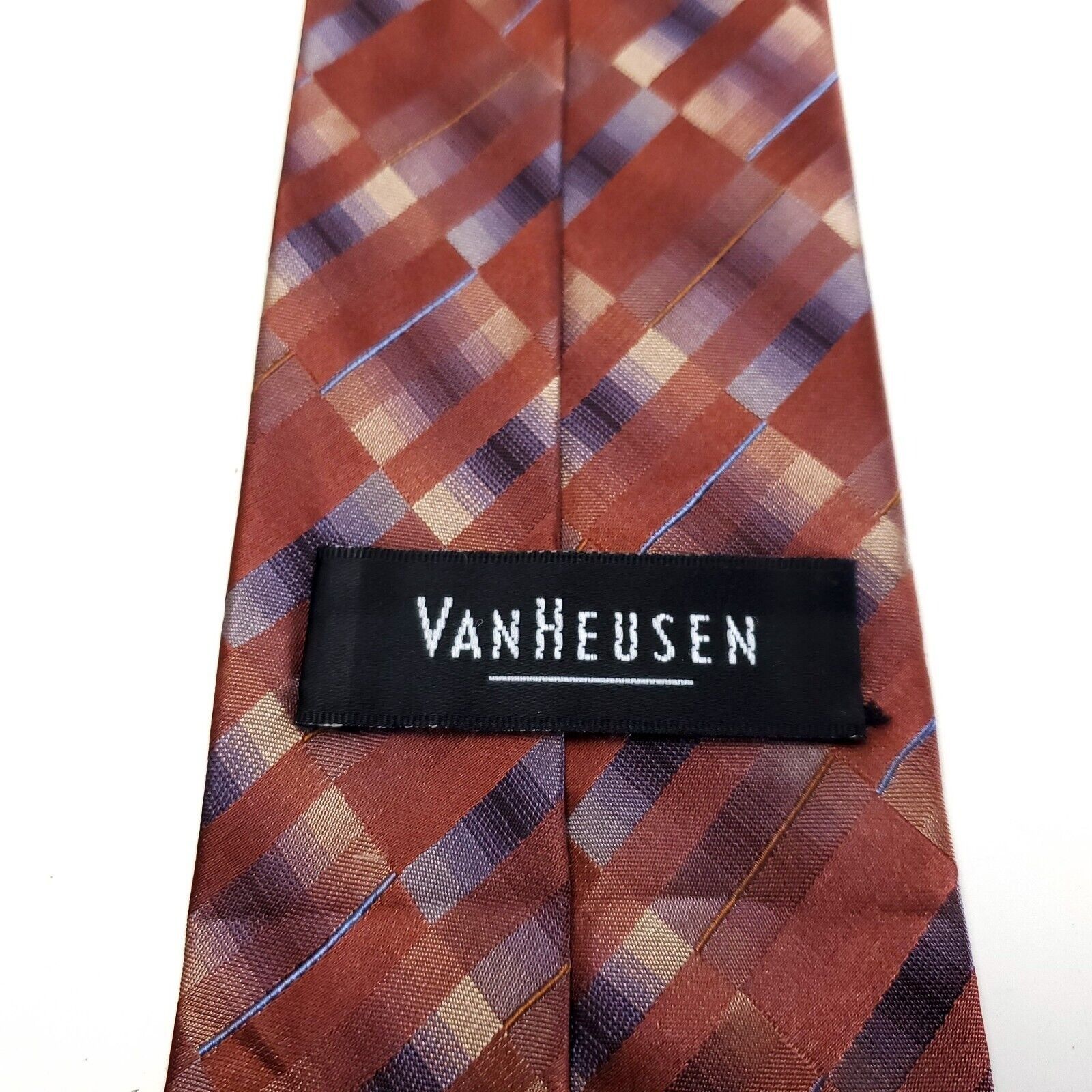 Van Heusen Van Heusen Brown Abstract Striped Silk Tie Size ONE SIZE - 3 Thumbnail