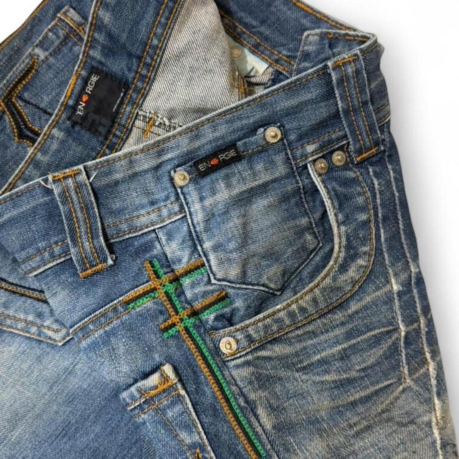 True Religion ENERGIE Y2K blue denim jeans with unique embroidery Size US 31 - 5 Thumbnail
