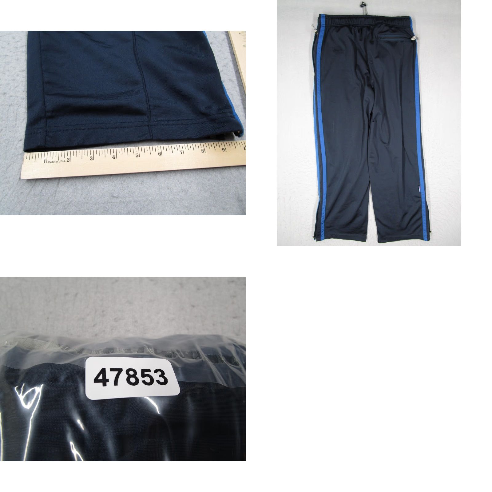 Abercrombie & Fitch VINTAGE Abercrombie & Fitch Track Pants Mens Medium Blue 00s Zip Pockets Side Stripe Zipper Bottom Leg Classic Athletic Casual Sports Size US 31 - 9 Thumbnail