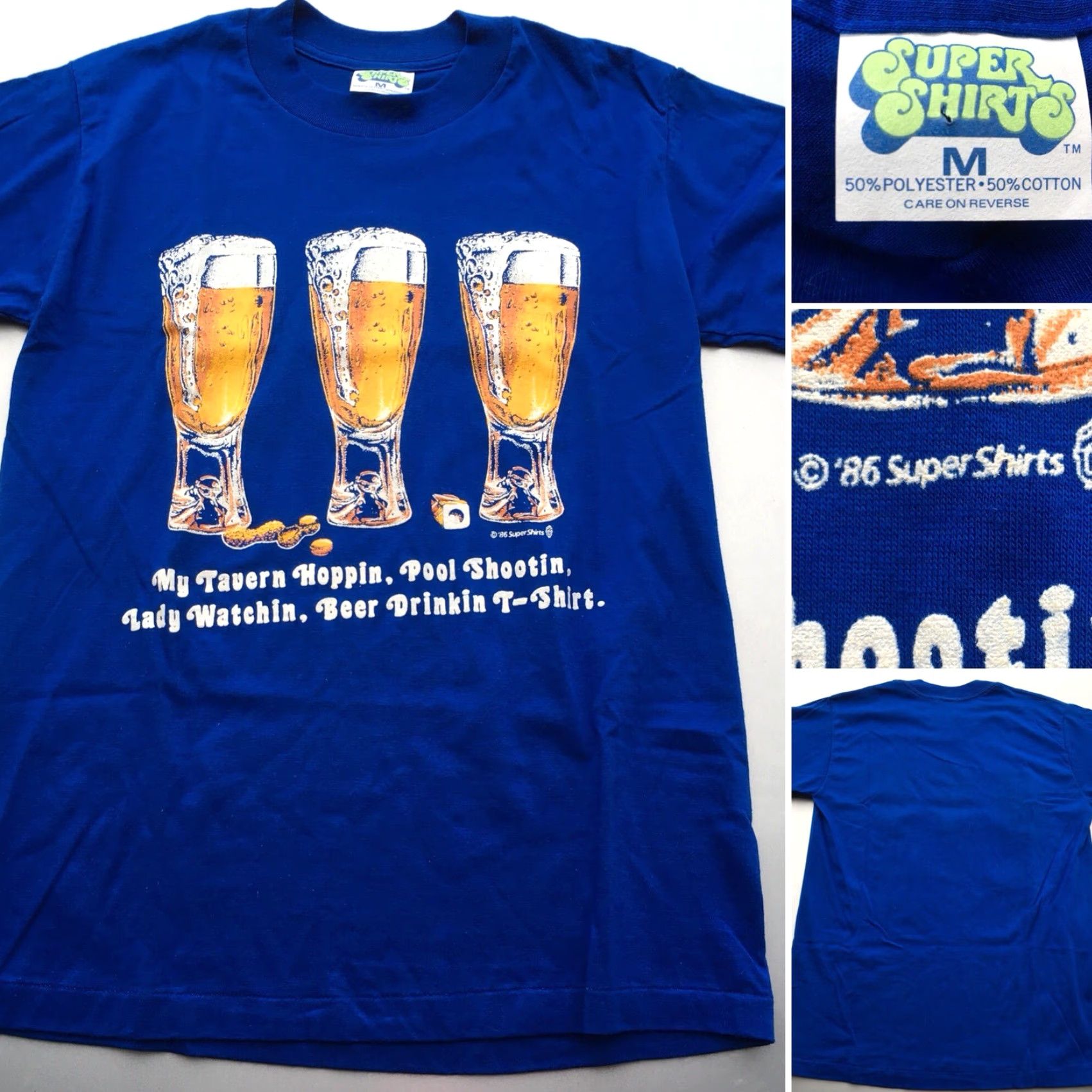 Vintage VINTAGE Super Shirts Beer T-Shirt M Men United States Blue 1980s 80s Graphic Tee Tavern Hoppin Size US M / EU 48-50 / 2 - 7 Thumbnail