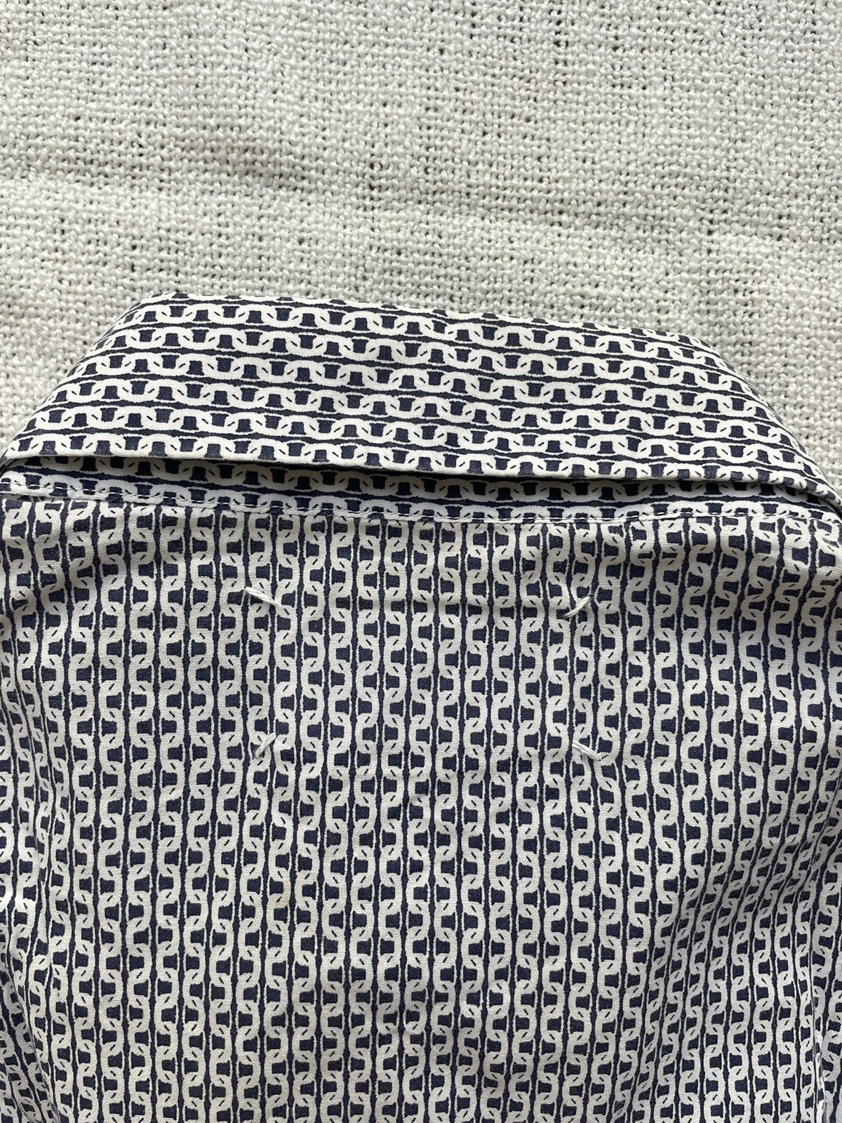 Maison Margiela Martin Margiela Vintage Navy White Printed Cotton Shirt Size US L / EU 52-54 / 3 - 6 Thumbnail