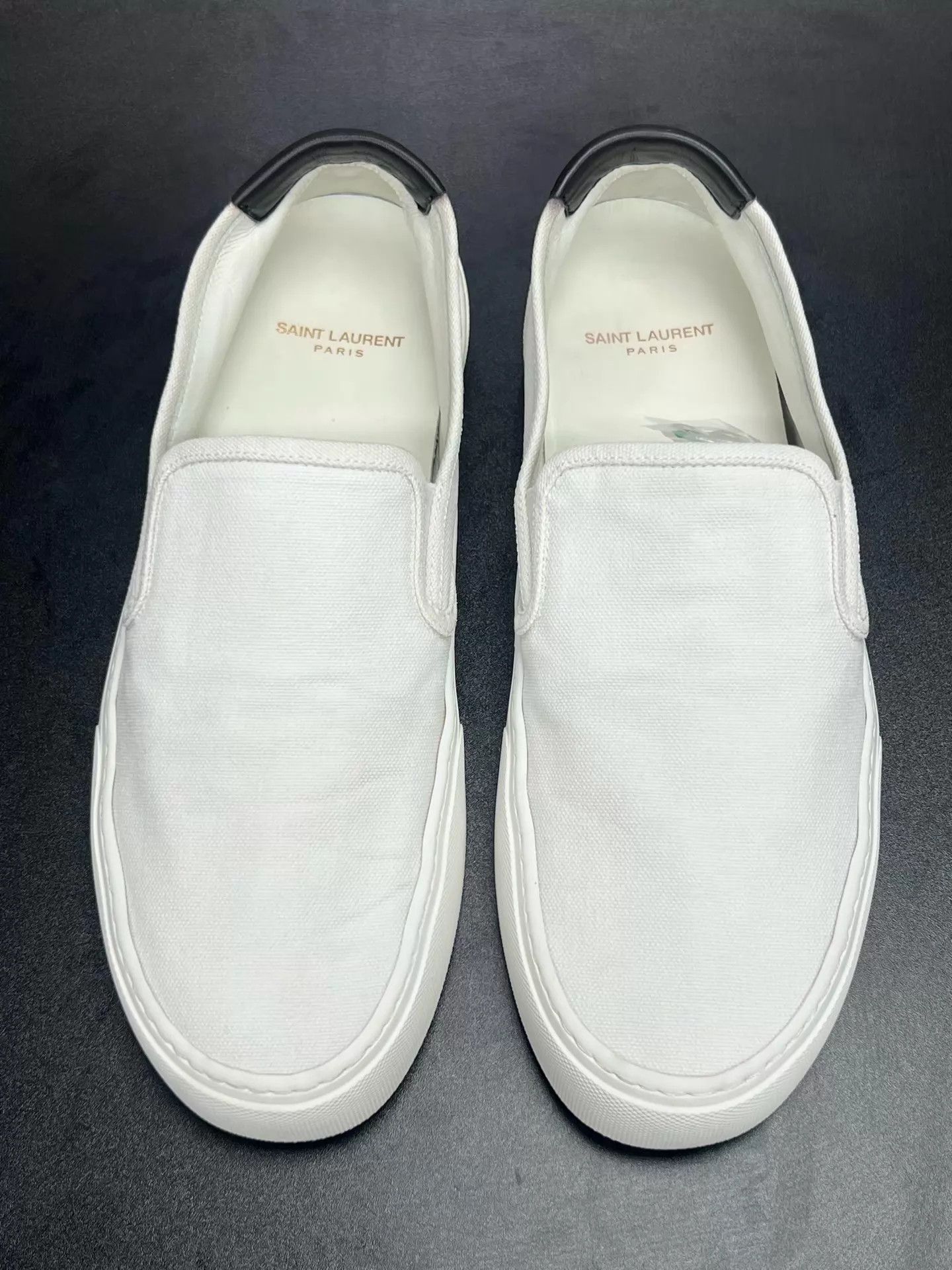 Saint Laurent Paris SLP White Low-Top Canvas Sneaker 44 Like New Size US 11 / EU 44 - 3 Thumbnail