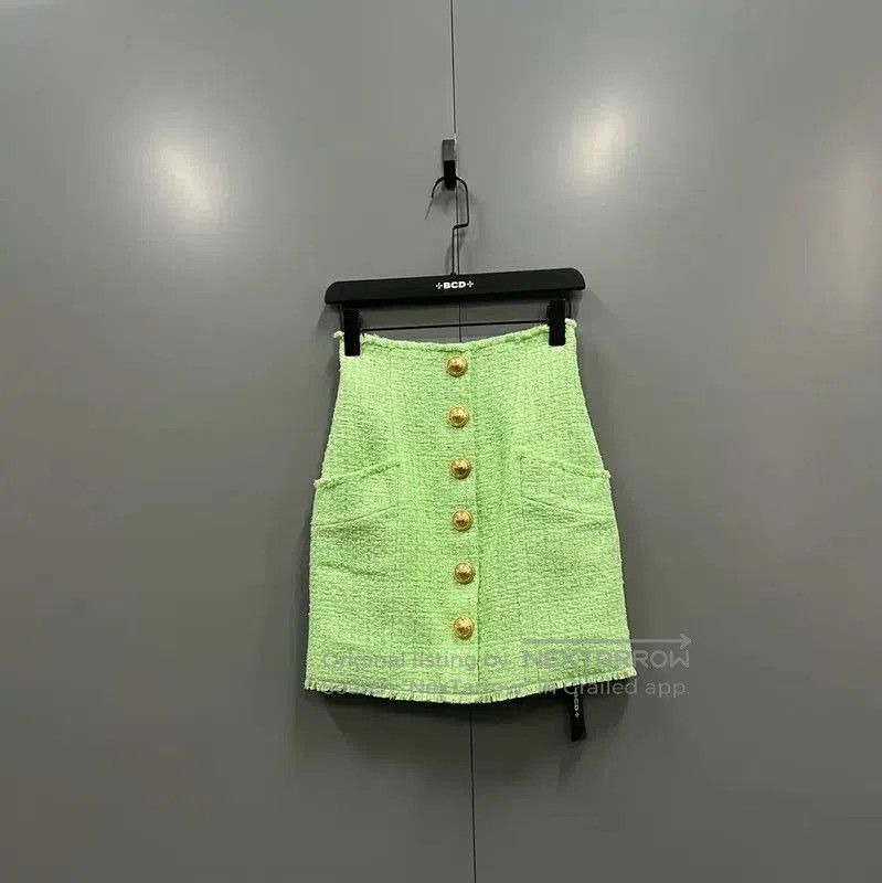 Balmain Balmain Green Summer Cotton Mini Skirt . Size 24" / US 00 / IT 34 - 1 Thumbnail
