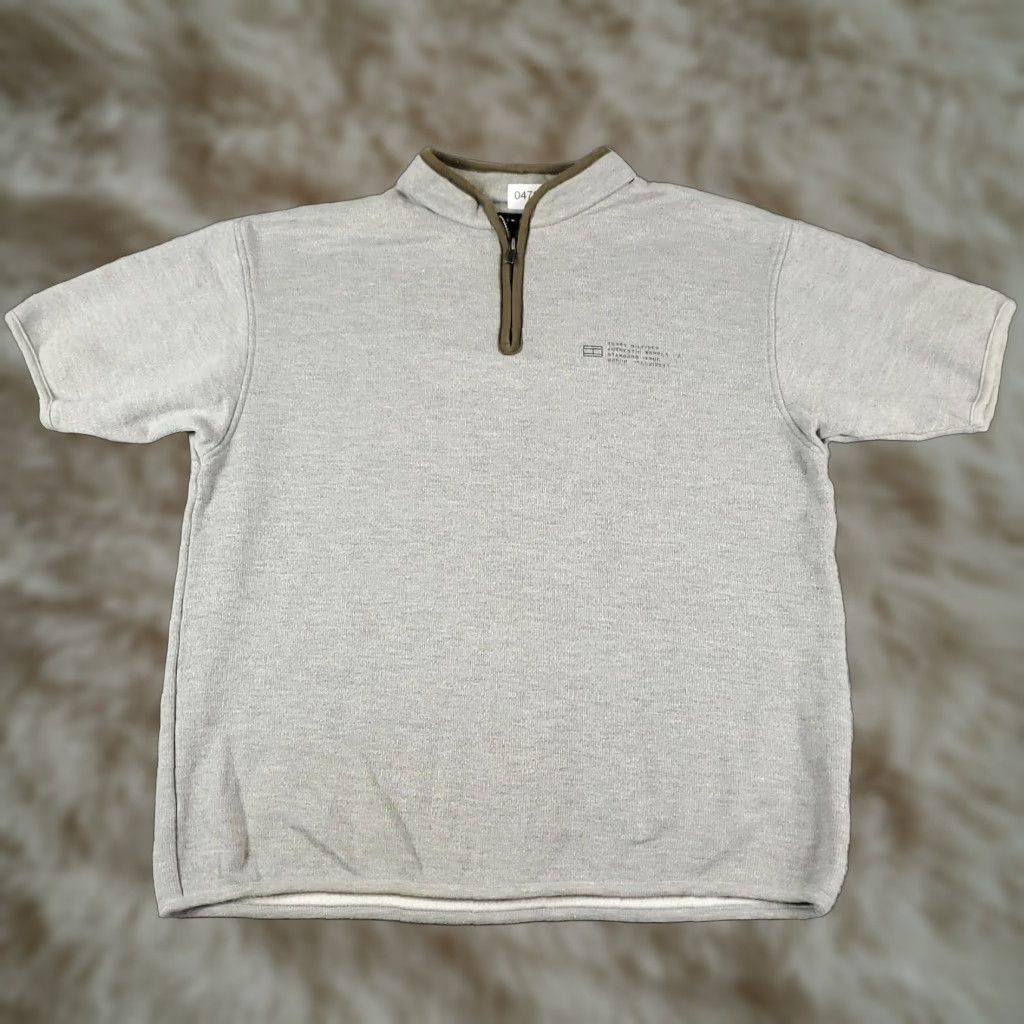 Tommy Hilfiger Tommy Hilfiger Sweater Mens Large Gray 1/4 Zip Pullover Short Sleeve Knit Size US L / EU 52-54 / 3 - 1 Thumbnail