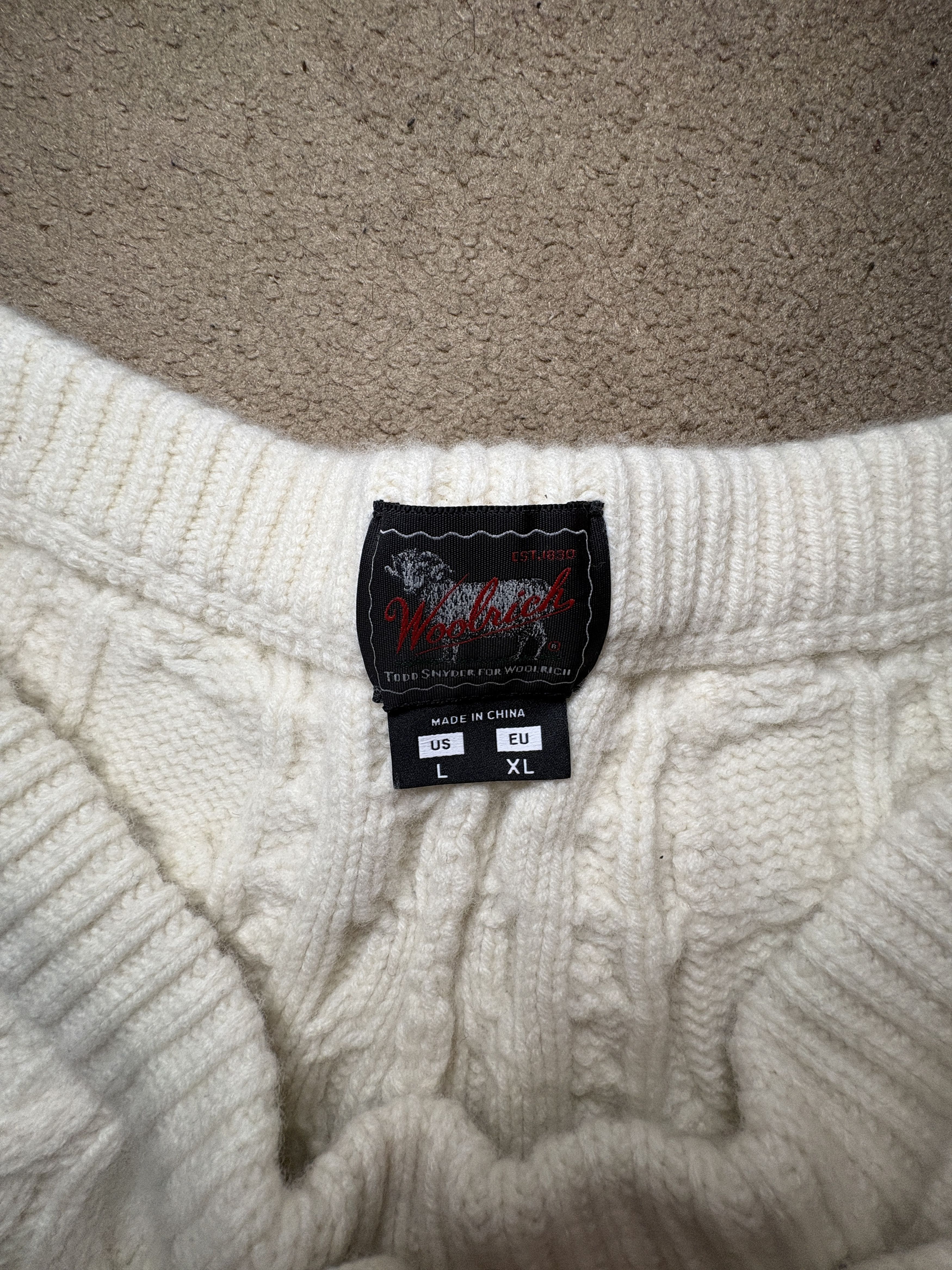 Todd Snyder Todd Snyder x Woolrich Black Label Pure Wool Knit in Cream Size US 34 / EU 50 - 3 Thumbnail