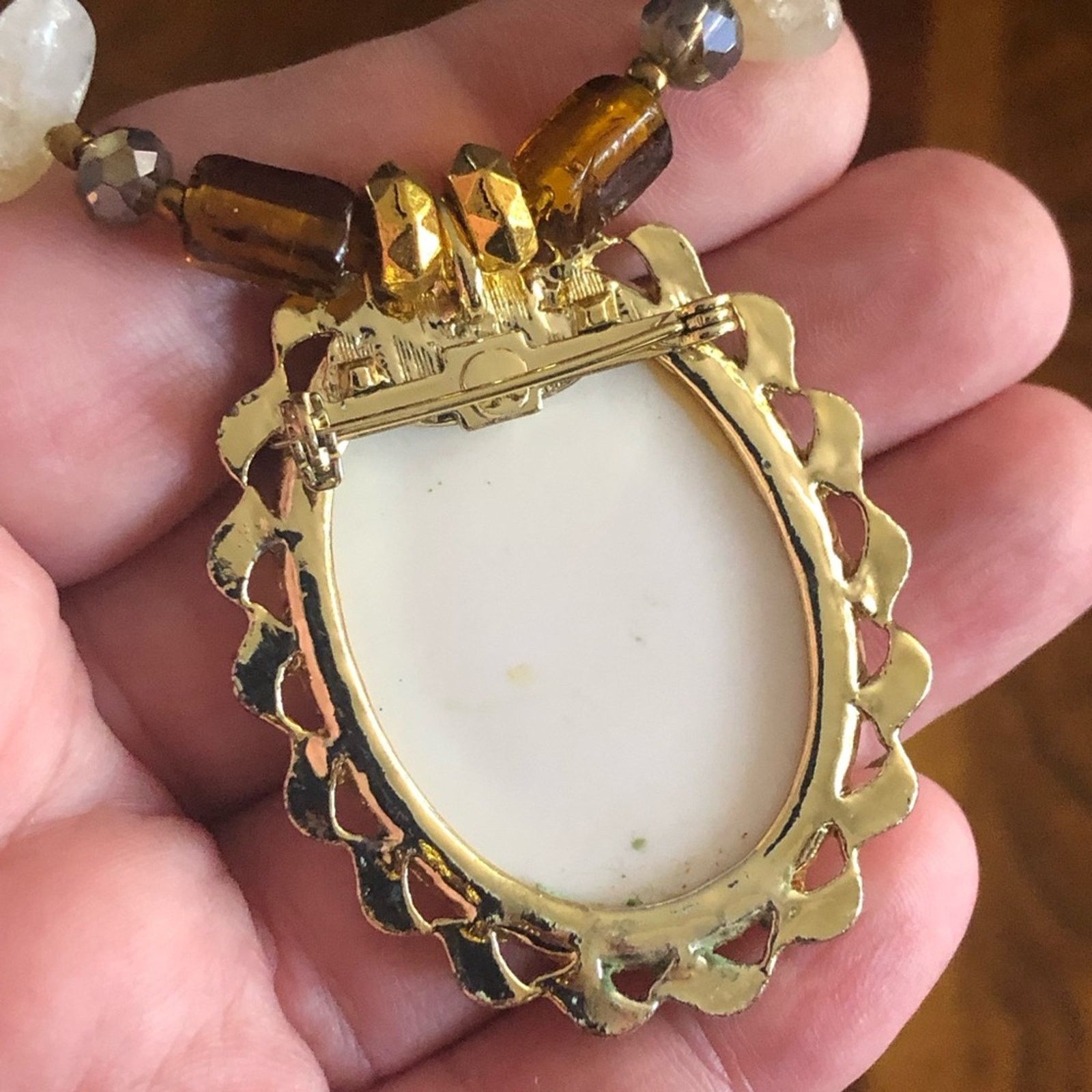 Handmade Handcrafted hound dog cameo natural stone citrine necklace Size ONE SIZE - 12 Thumbnail